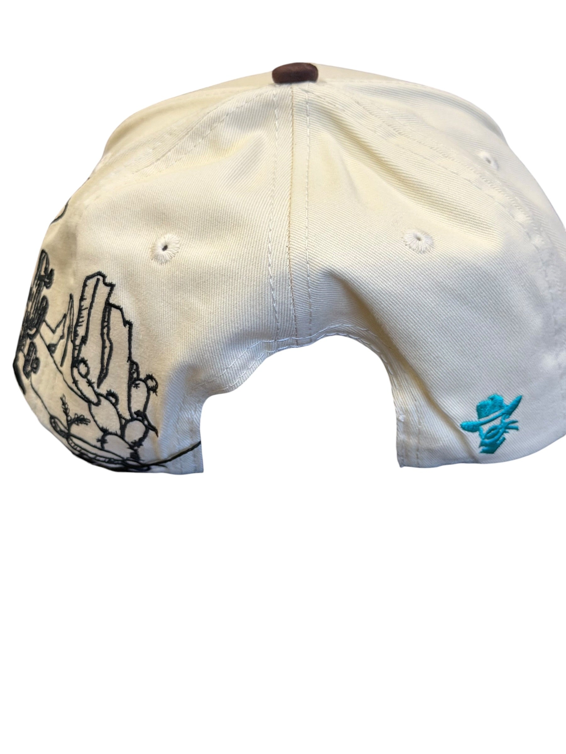 Western Ranch Bull Skull Hat | Embroidered Trucker Cap | Cream &amp; Brown Cowboy Cap