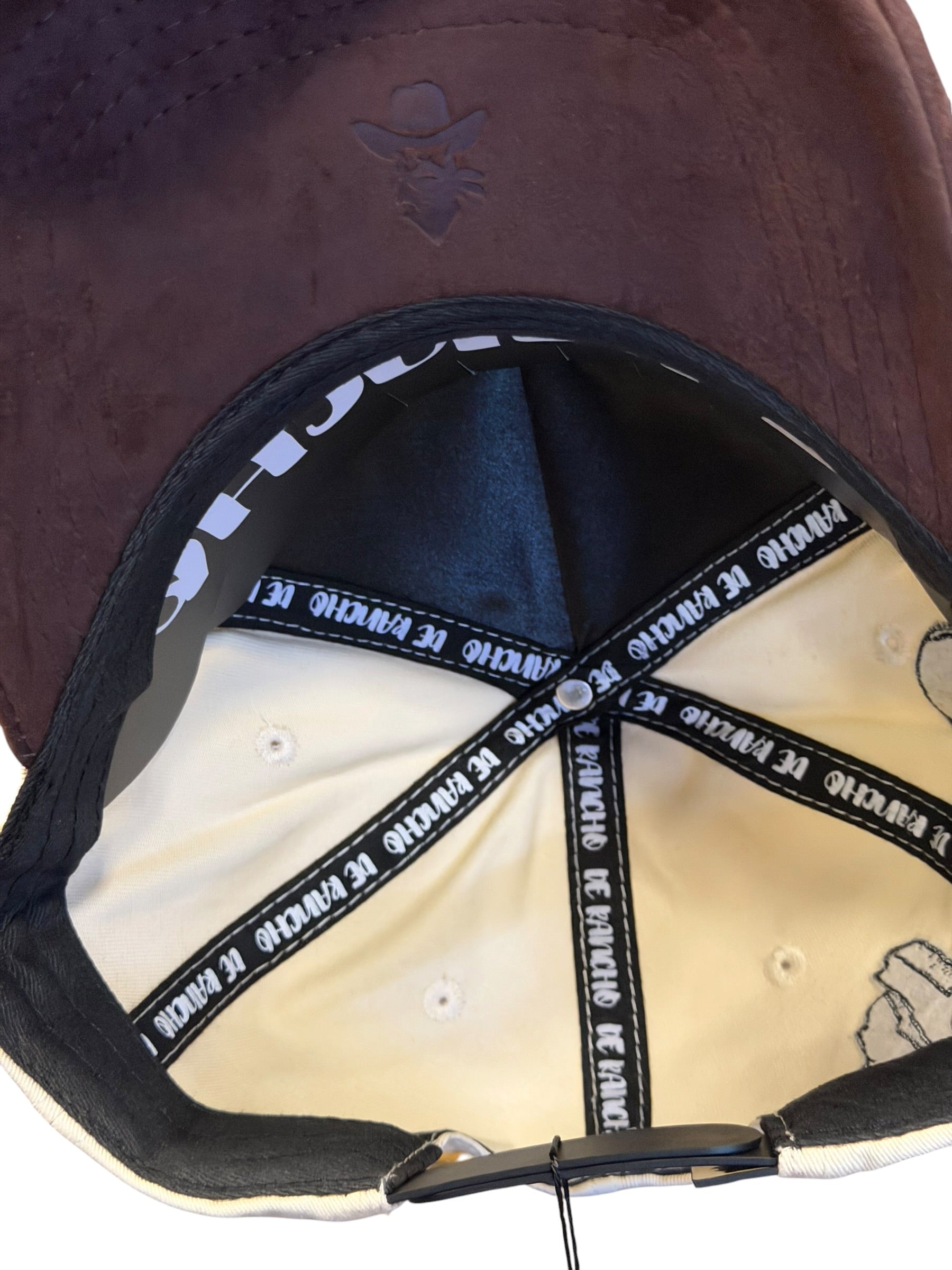 Western Ranch Bull Skull Hat | Embroidered Trucker Cap | Cream &amp; Brown Cowboy Cap