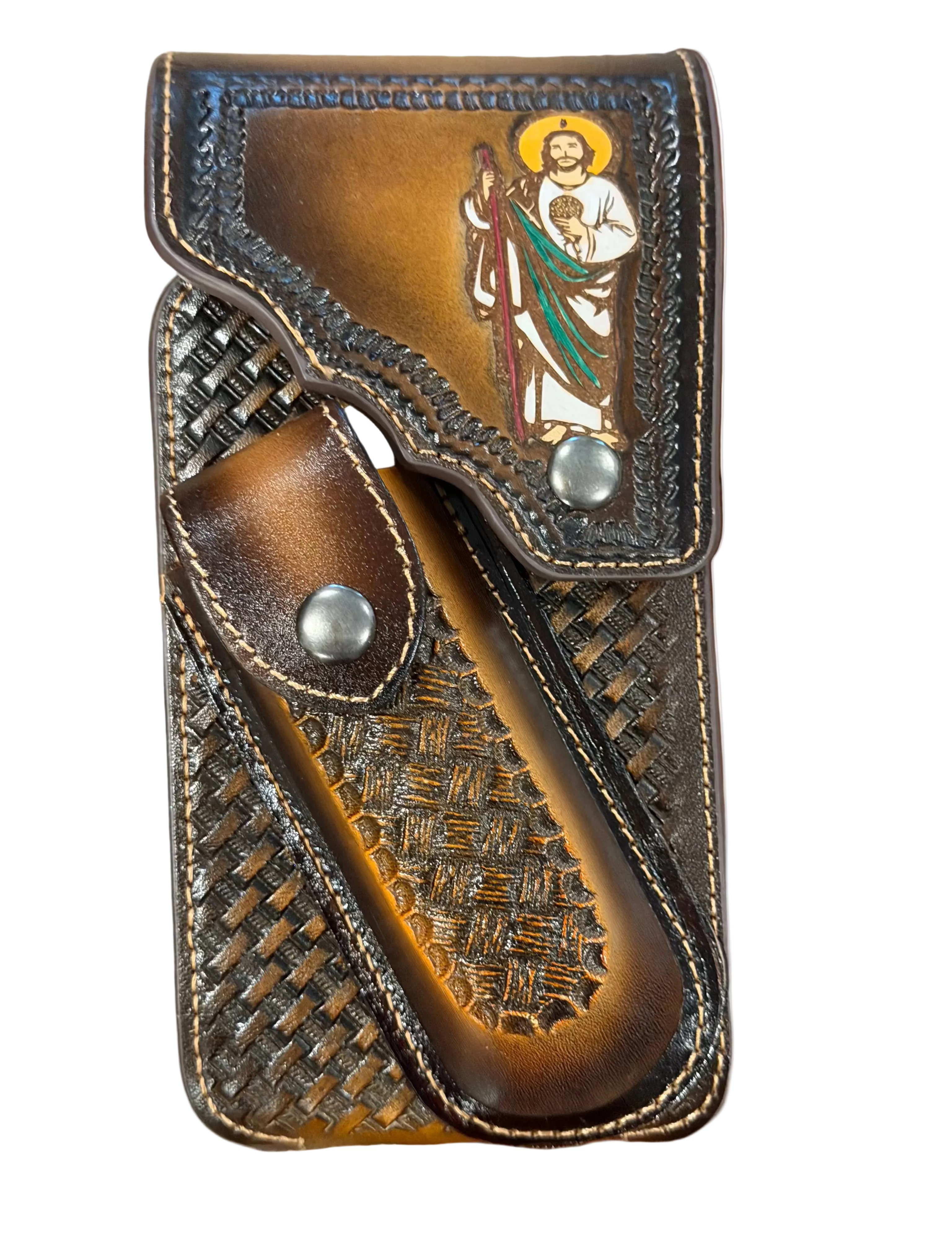 Leather Cellphone Holster w/ Knife Holder – Saint Jude Western Style