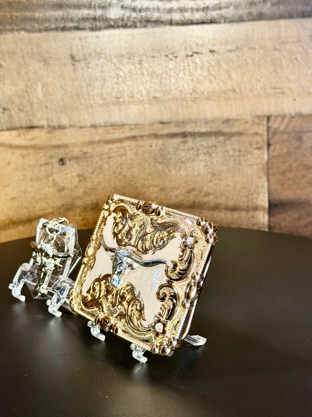 Western Longhorn Buckle &amp; Matching key chain Set