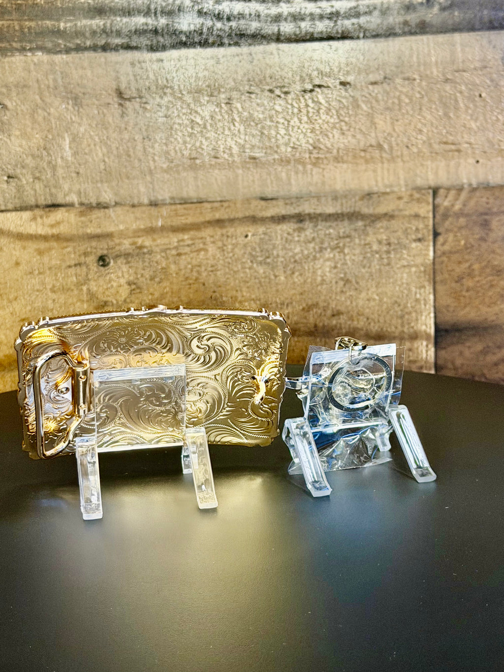Western Longhorn Belt Buckle &amp; Matching Keychain Set