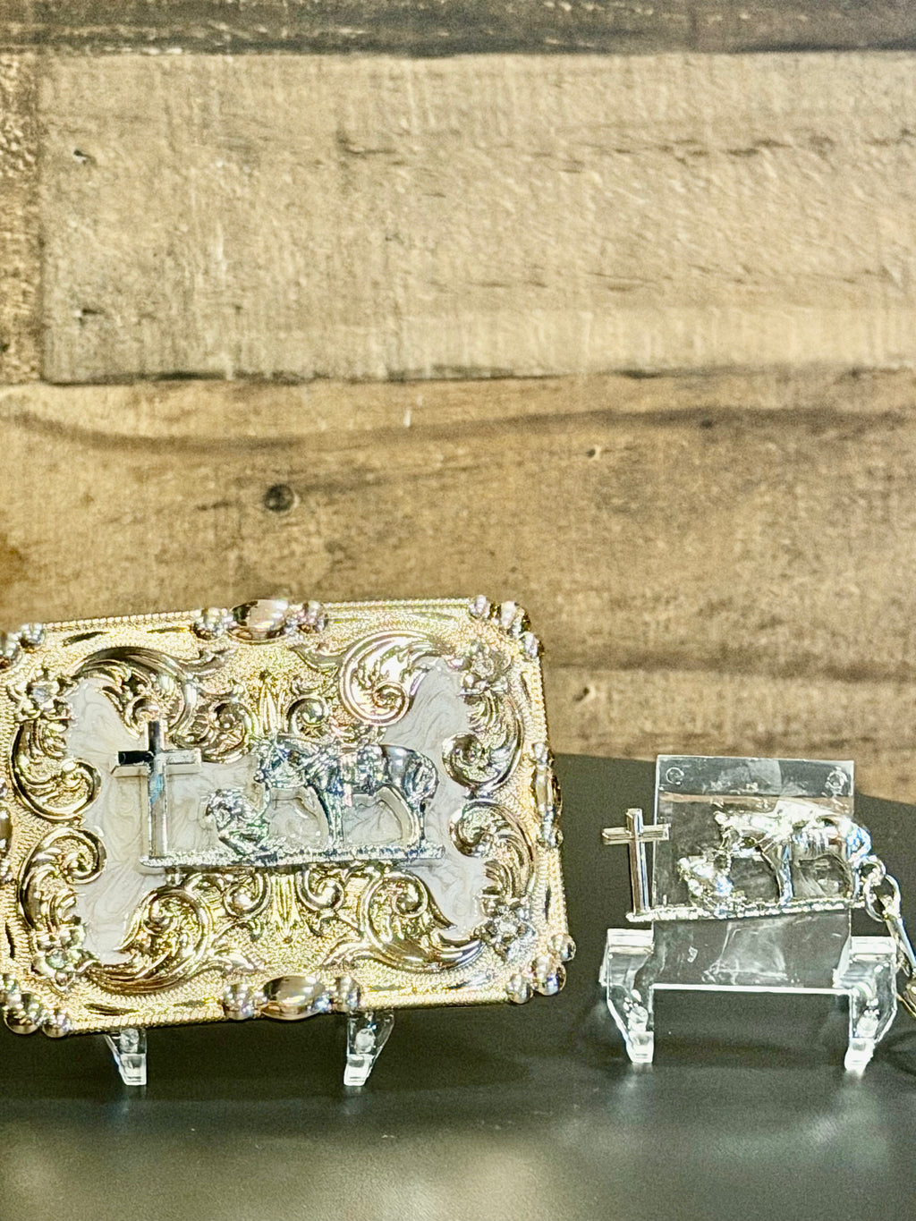 Western Longhorn Belt Buckle &amp; Matching Keychain Set