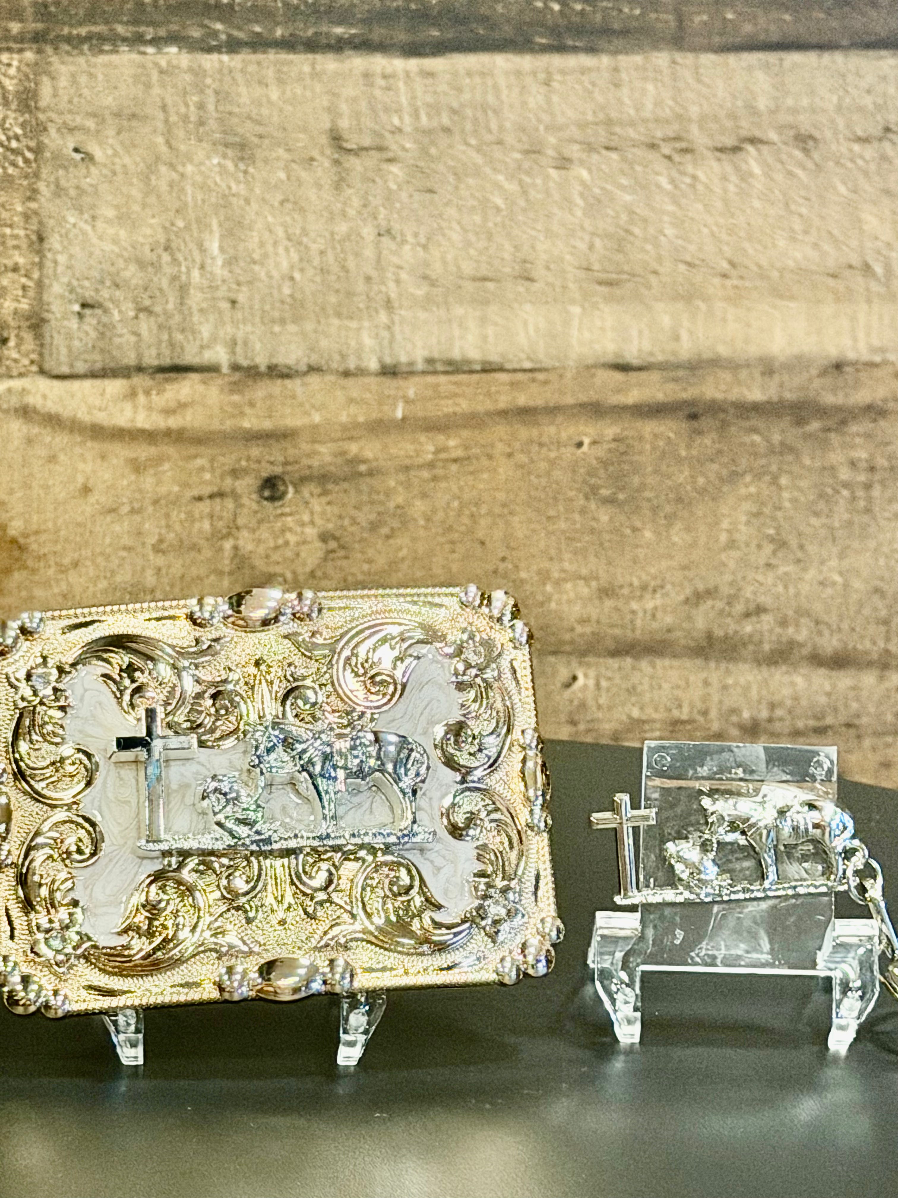 Western Longhorn Belt Buckle &amp; Matching Keychain Set