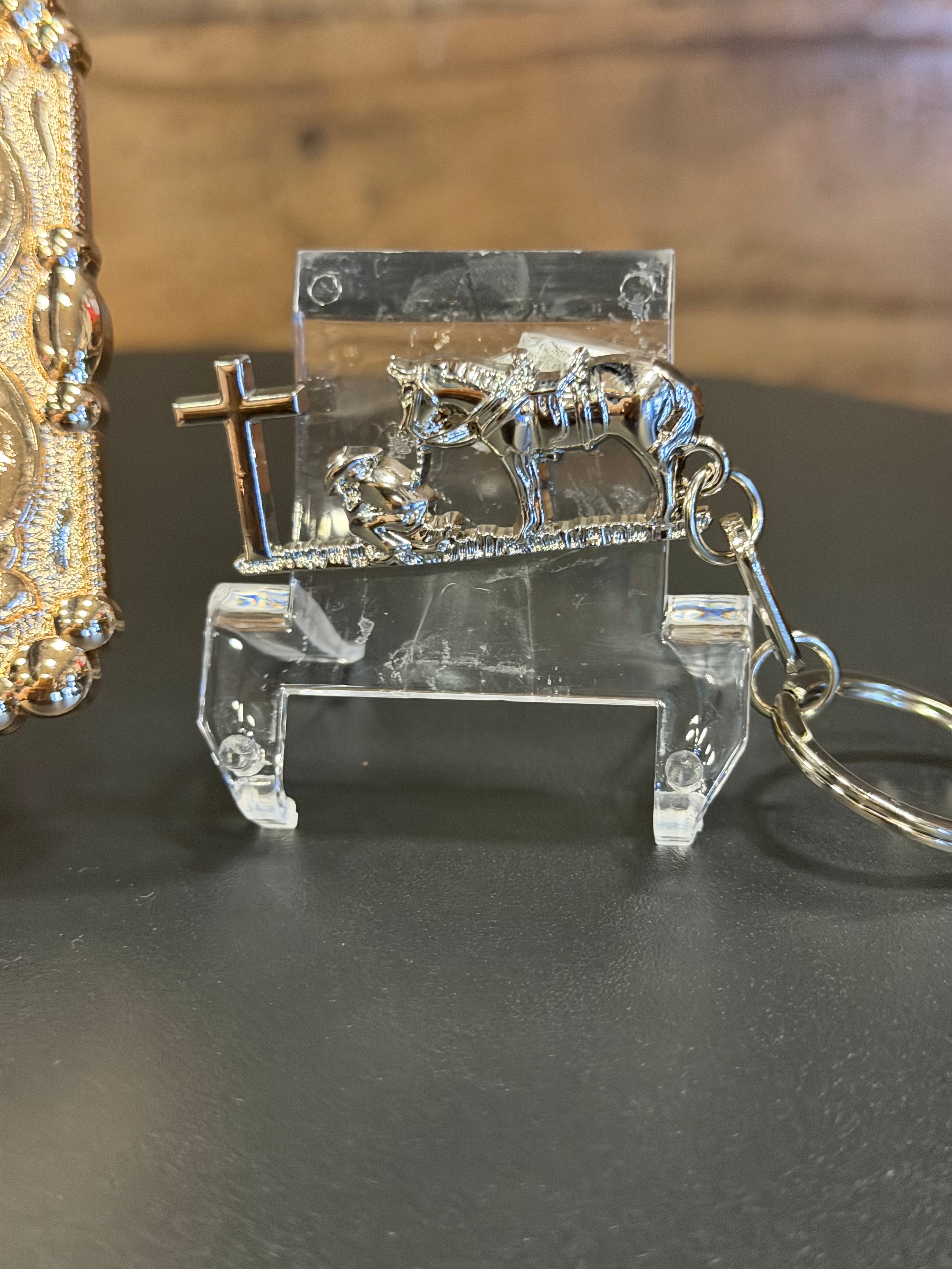 Western Longhorn Belt Buckle &amp; Matching Keychain Set