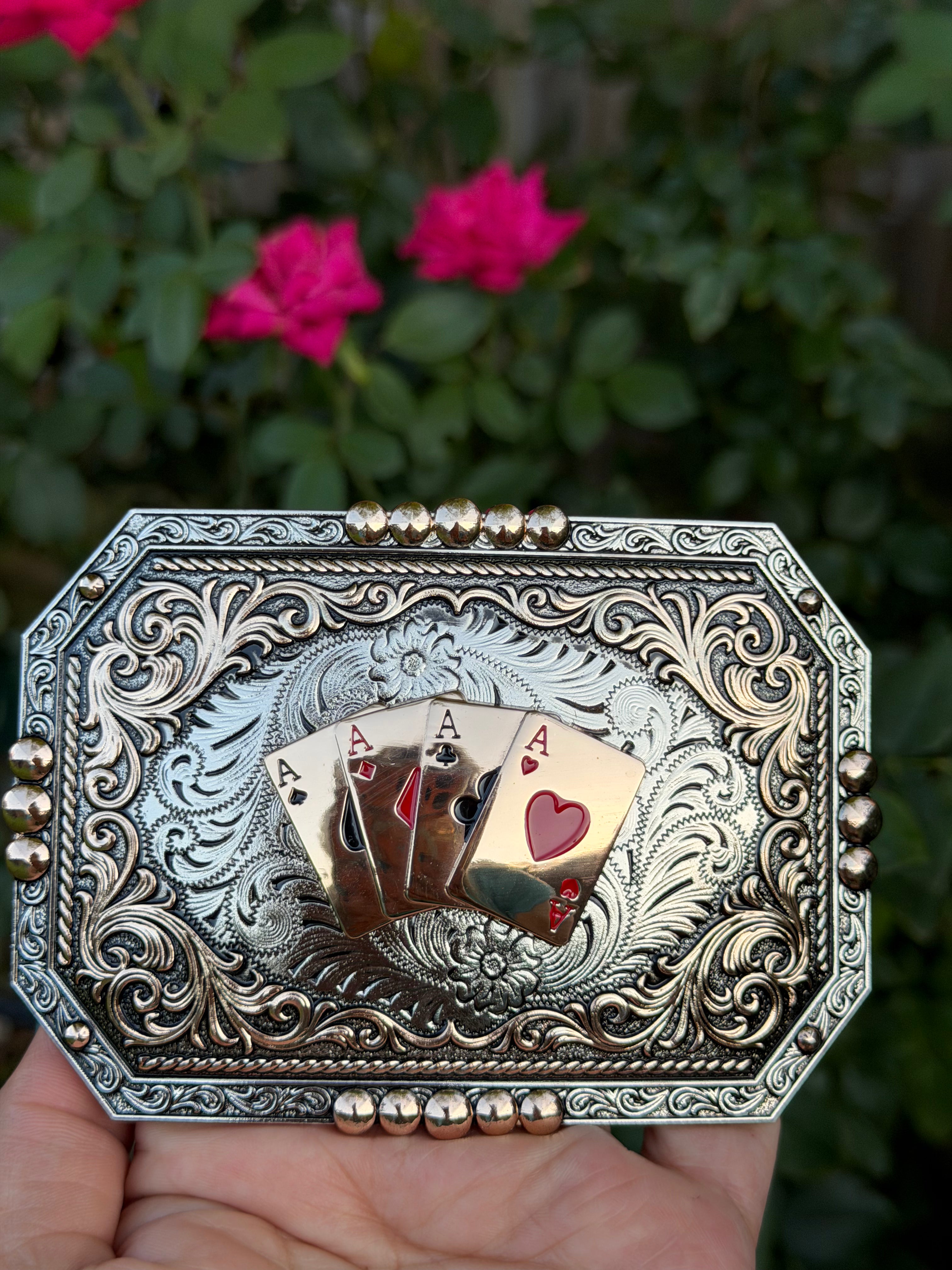 Western Playing Cards Belt Buckle