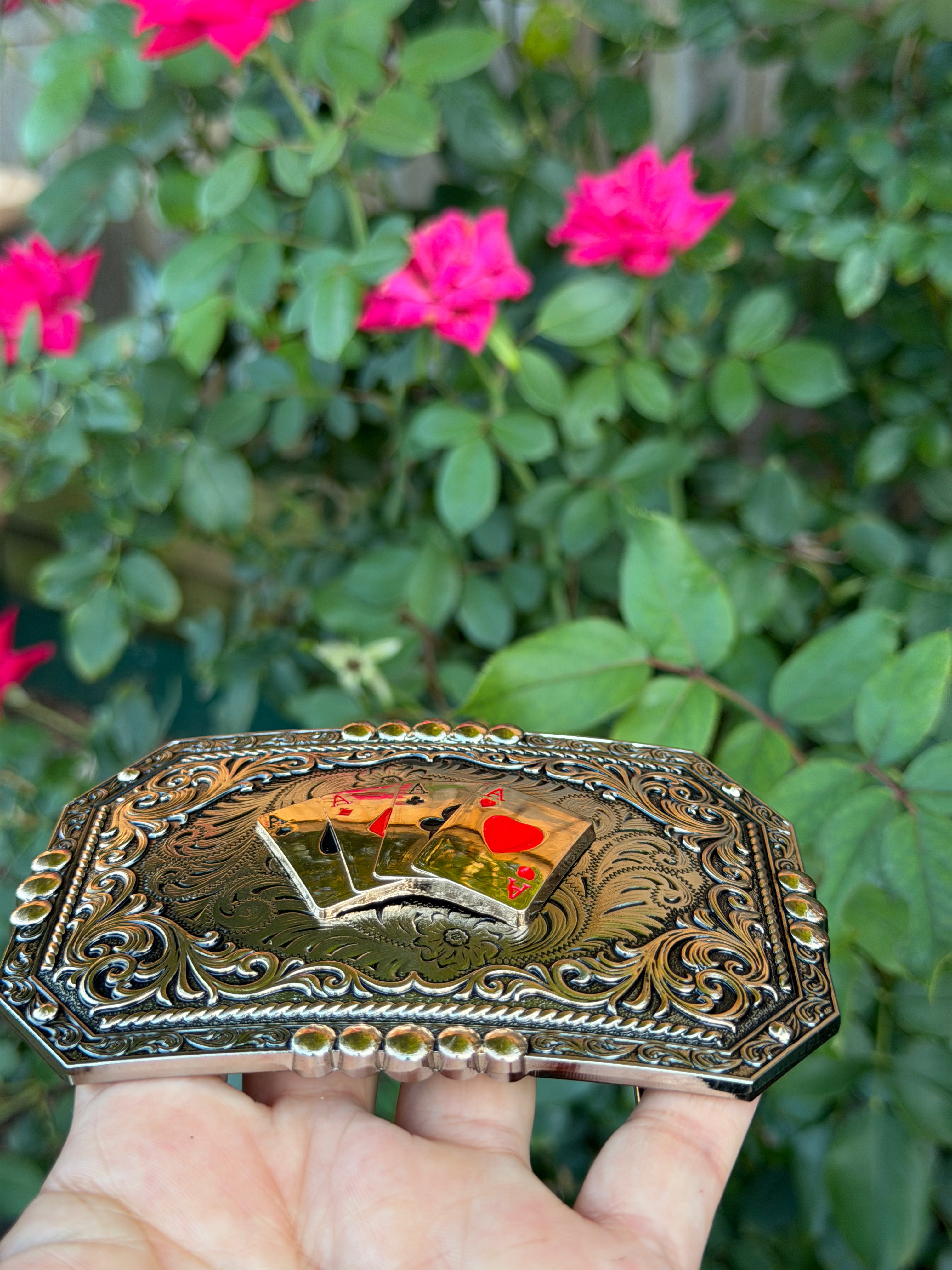 Western Playing Cards Belt Buckle