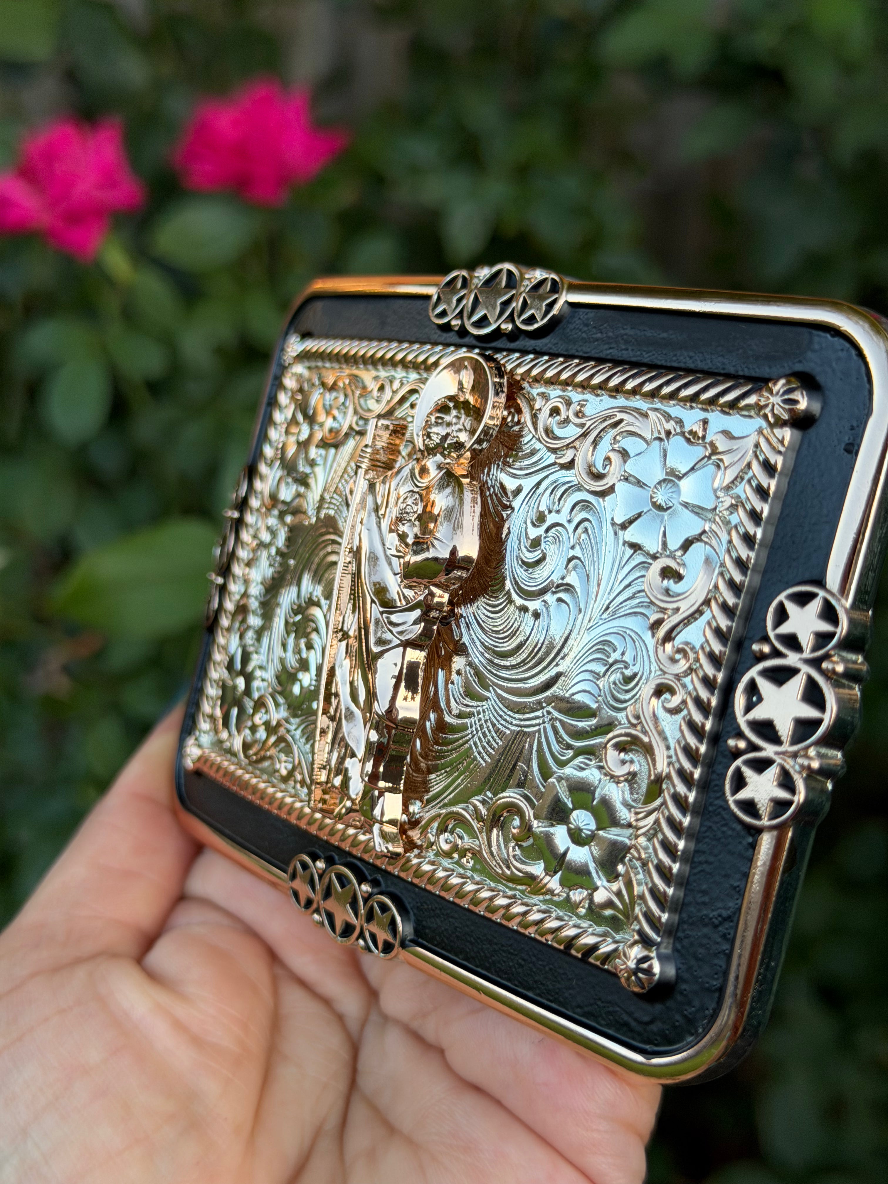 Western Religious Belt Buckle – Saint Jude Engraved Metal Cowboy Buckle for Men &amp; Women