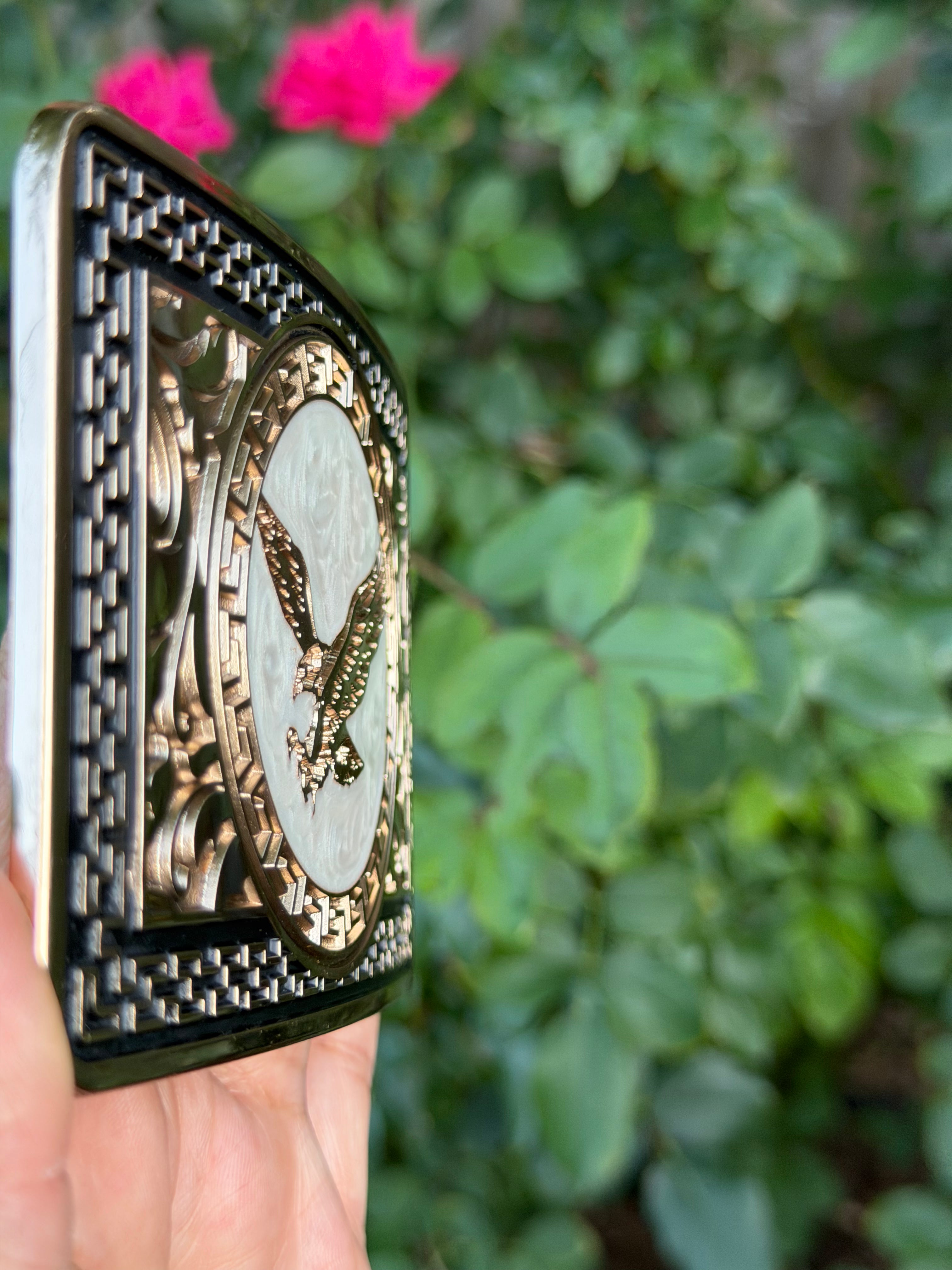 Western Eagle Belt Buckle – Engraved Cowboy Buckle with Soaring Eagle Design for Men &amp; Women