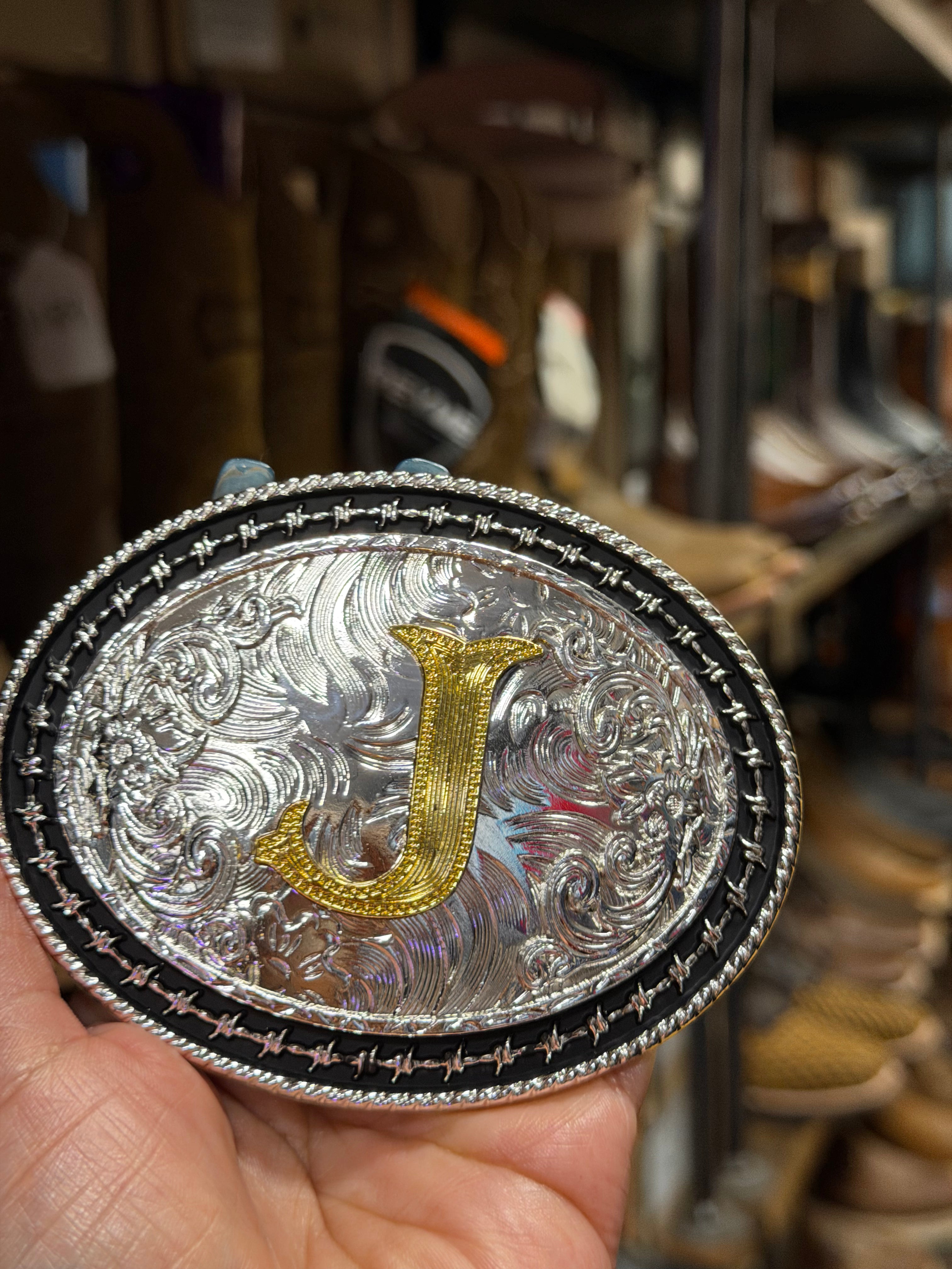 Western Initial Belt Buckle – Letter J