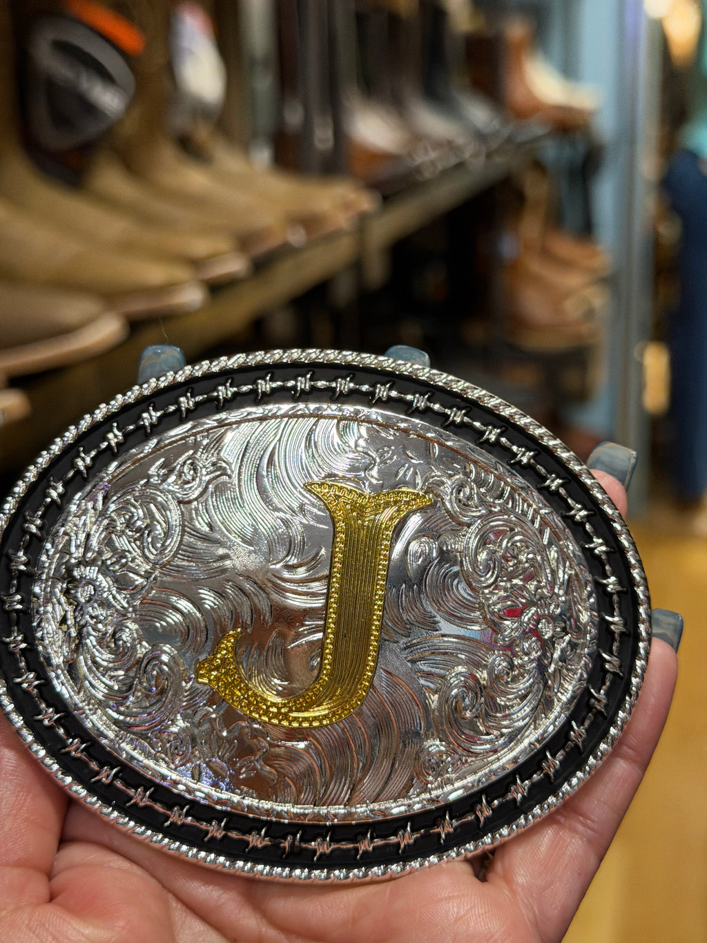 Western Initial Belt Buckle – Letter J