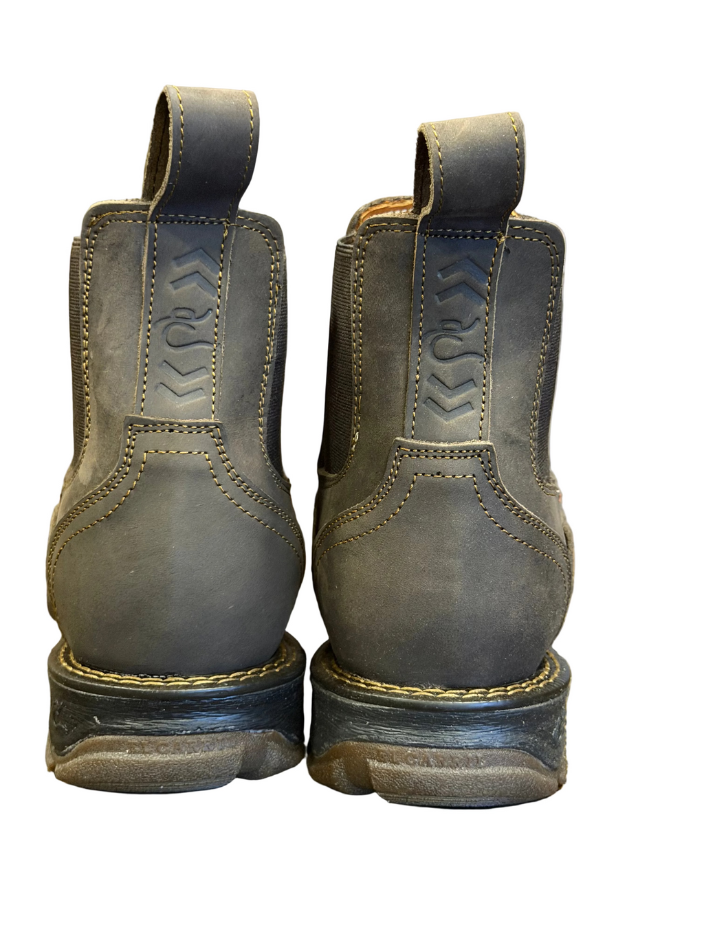 Men's Brown Leather Chelsea Work Boots – Square Toe, Slip-On, Durable Western Boots for Work