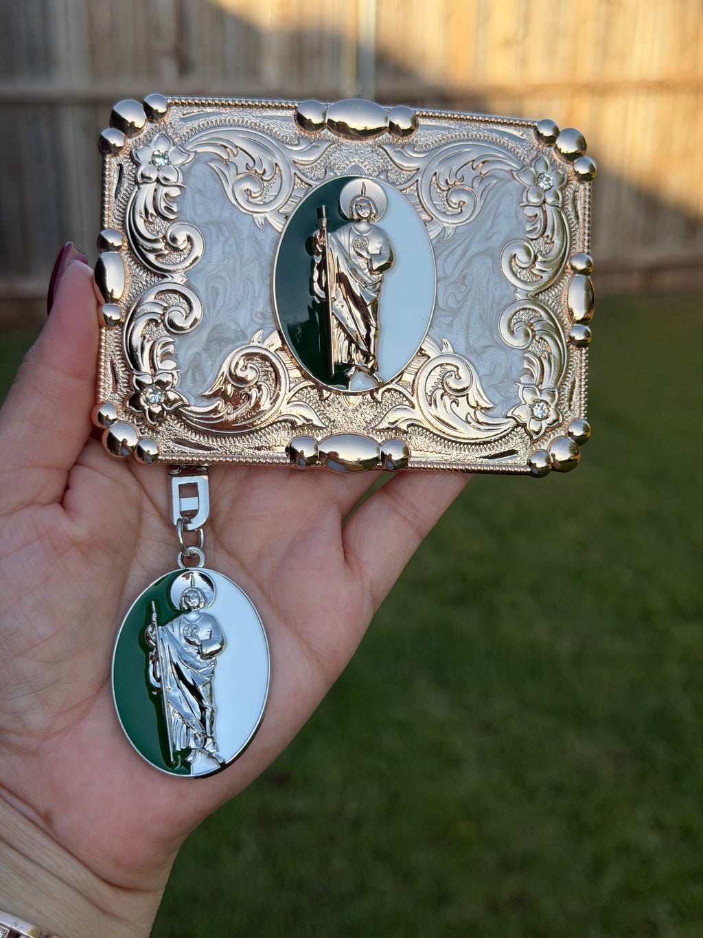 Saint Jude Belt Buckle & Matching Keychain Combo Set