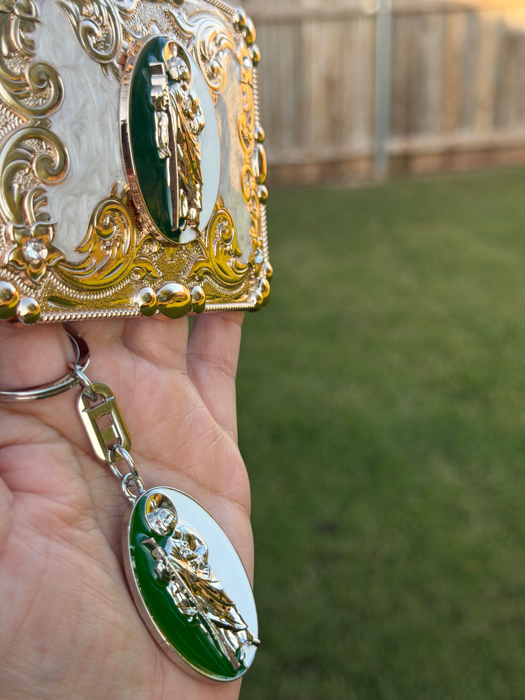 Saint Jude Belt Buckle & Matching Keychain Combo Set