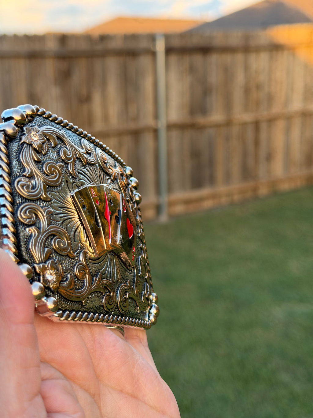 Vintage Western Poker Belt Buckle – Four Aces Playing Cards Cowboy Rodeo Buckle for Men & Women