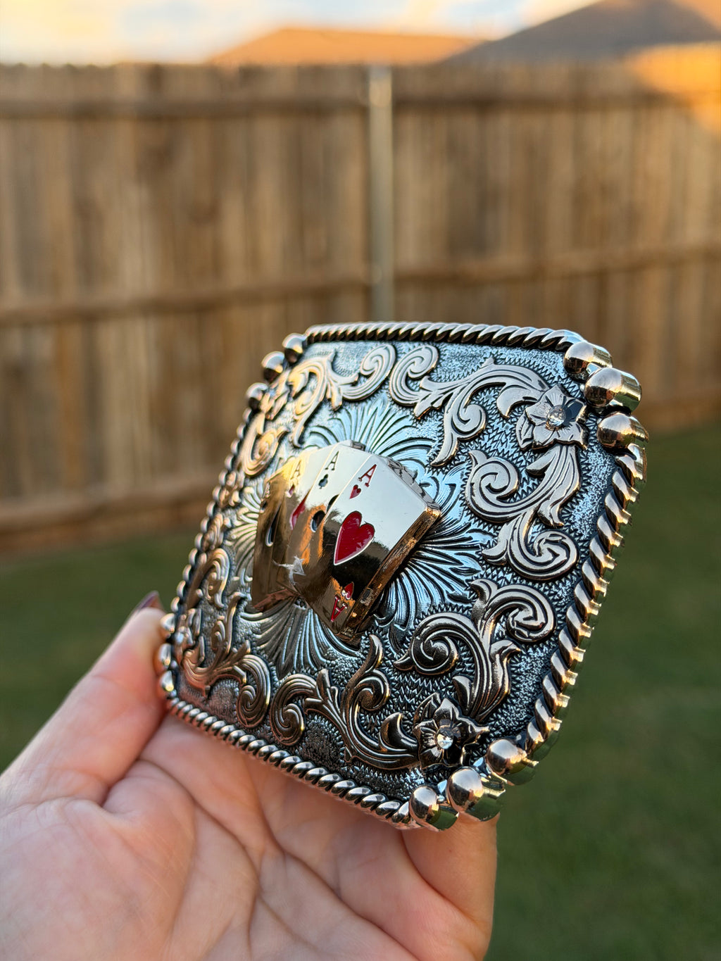 Vintage Western Poker Belt Buckle – Four Aces Playing Cards Cowboy Rodeo Buckle for Men & Women