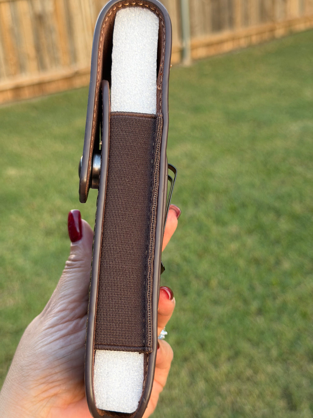 Leather Phone Holster with Saint Jude Design