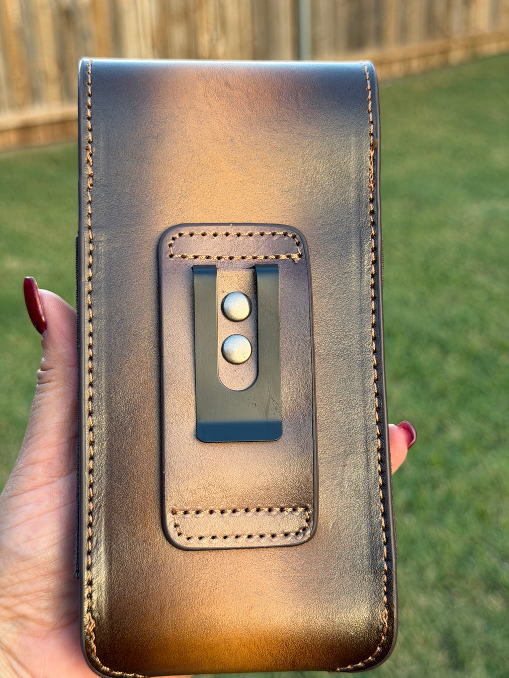 Leather Phone Holster with Saint Jude Design
