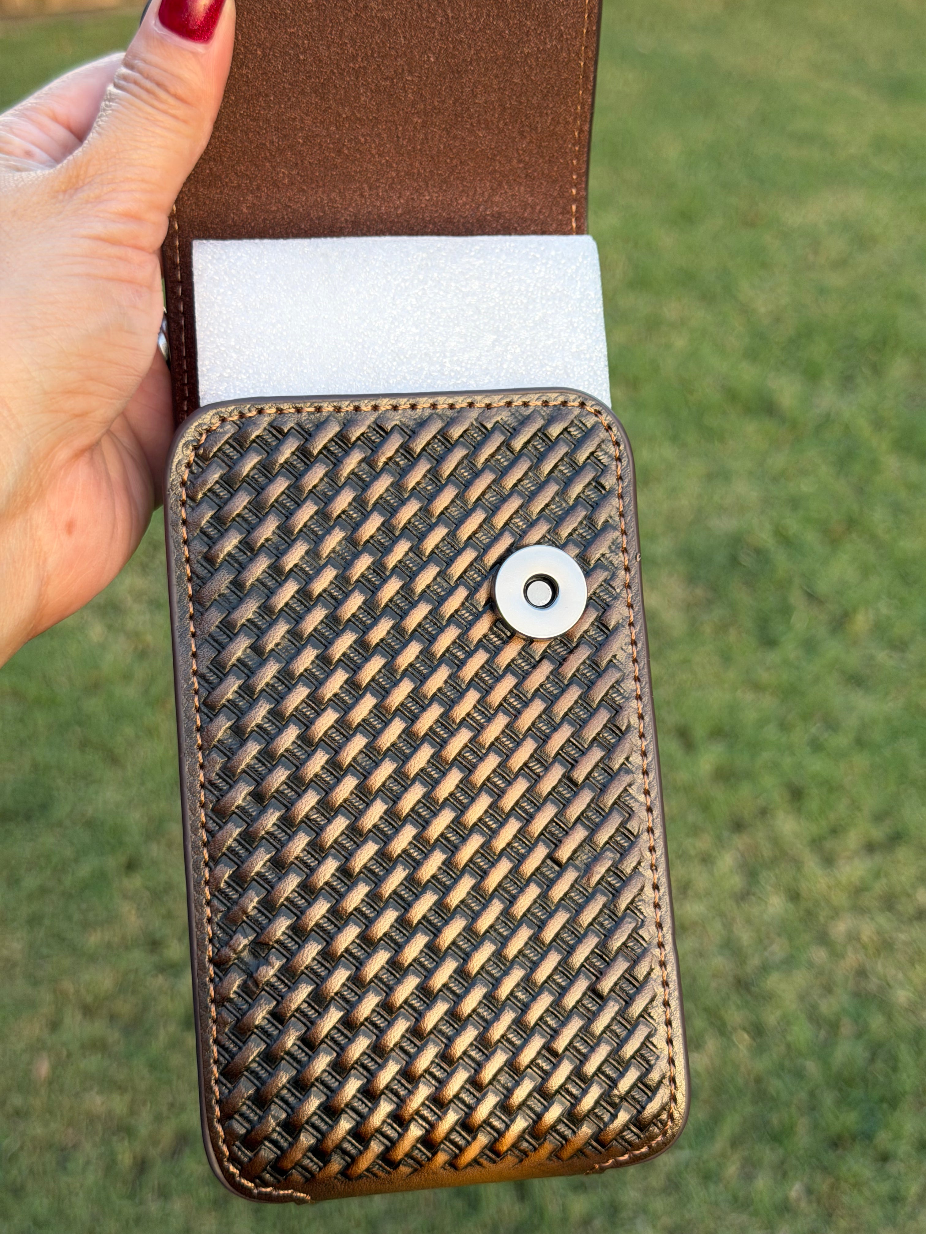 Leather Phone Holster with Saint Jude Design
