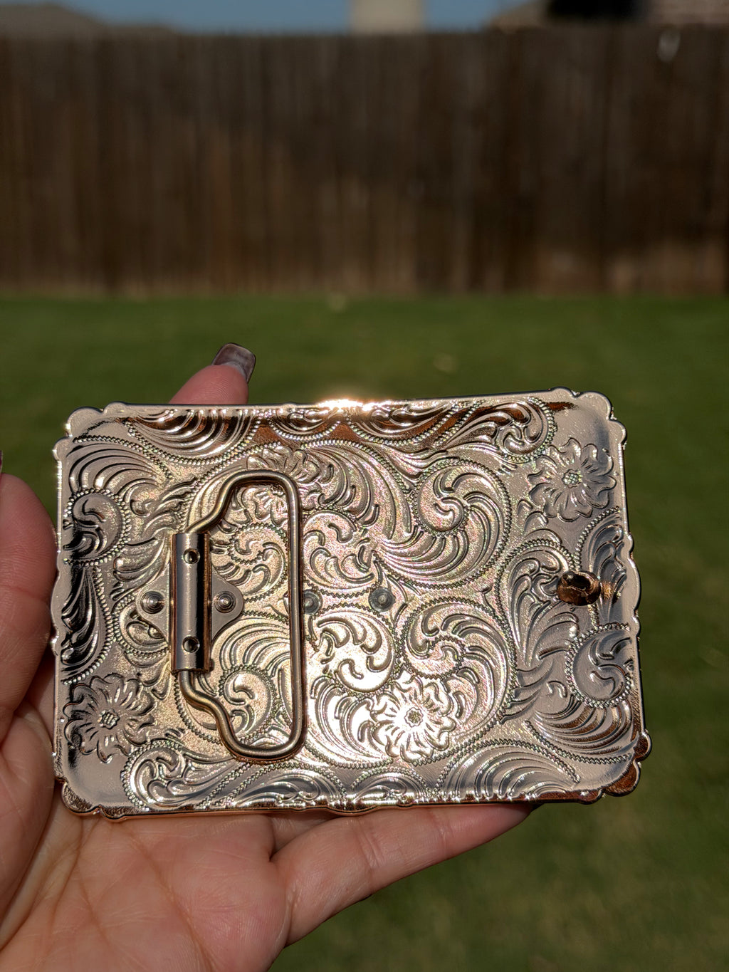 Western Christian Cross Belt Buckle – Cowboy Praying with Horse, Gold & Silver Engraved Rodeo BuckleWestern Christian Cross Belt Buckle – Cowboy Praying with Horse, Gold & Silver Engraved Rodeo Buckle