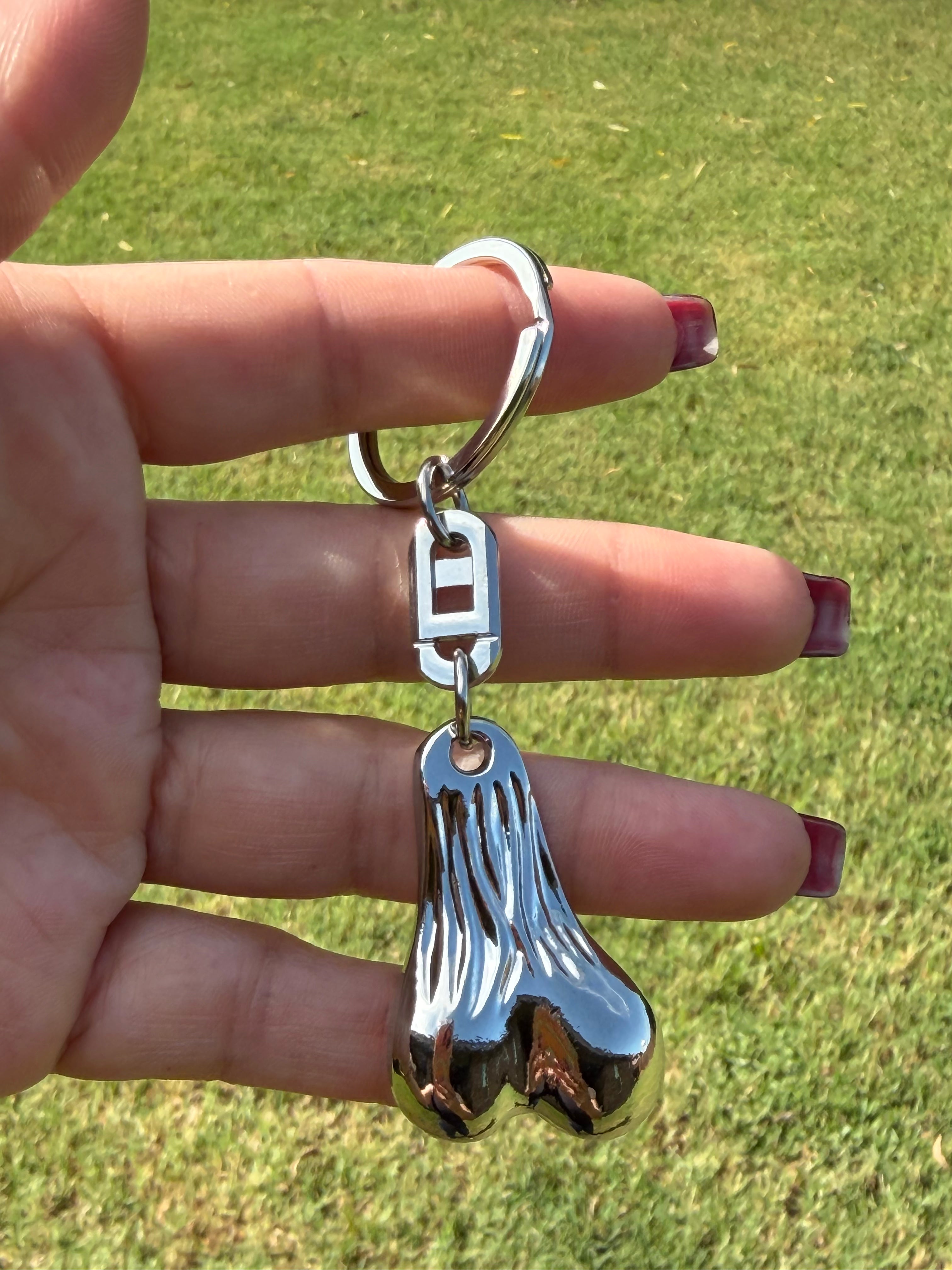 Funny Novelty Metal Keychain – Silver Lucky Charm Key Ring | Gag Gift