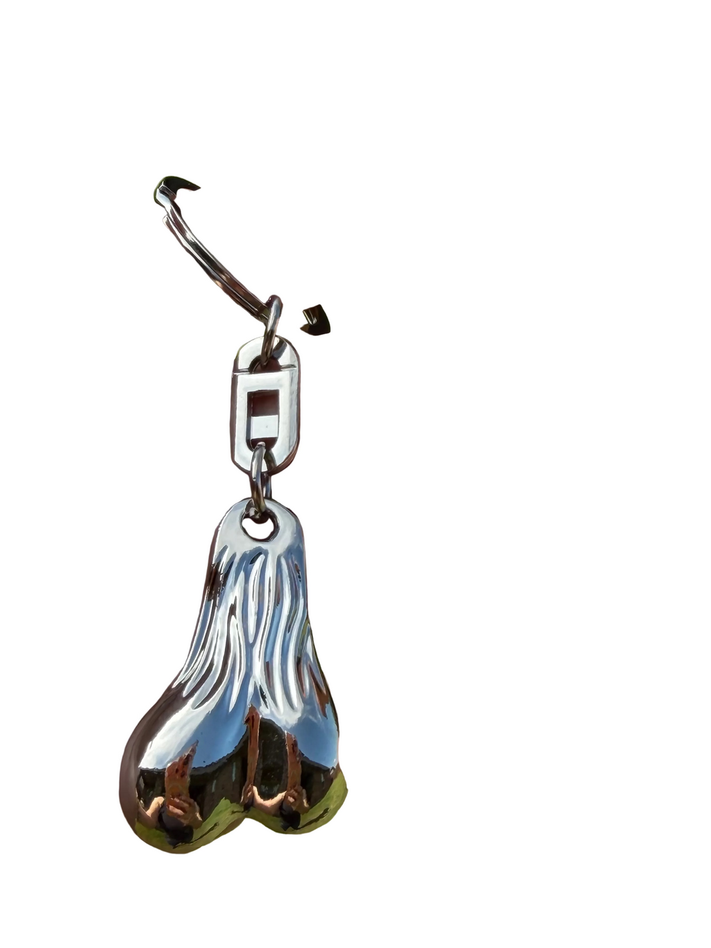 Funny Novelty Metal Keychain – Silver Lucky Charm Key Ring | Gag Gift