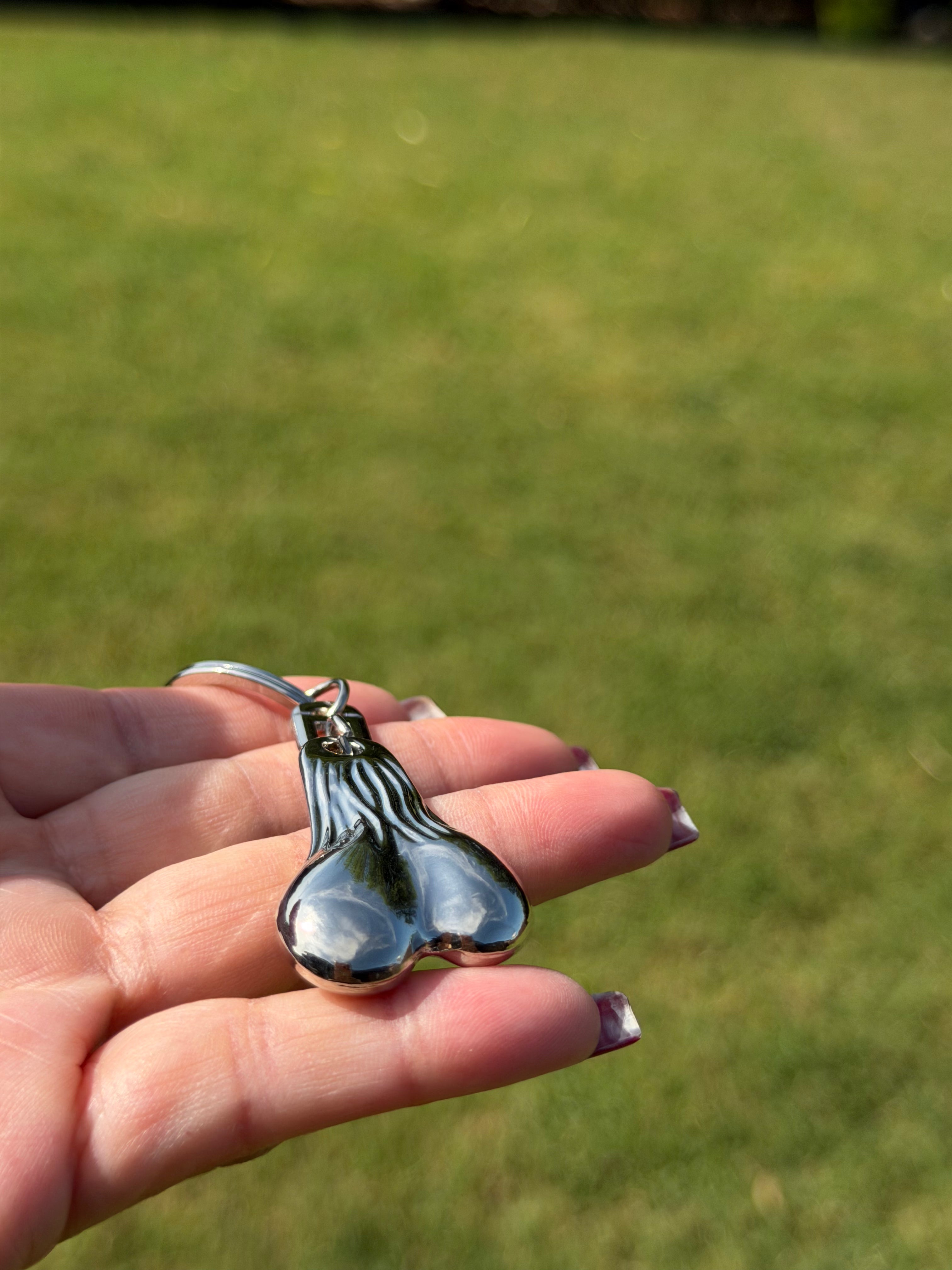 Funny Novelty Metal Keychain – Silver Lucky Charm Key Ring | Gag Gift