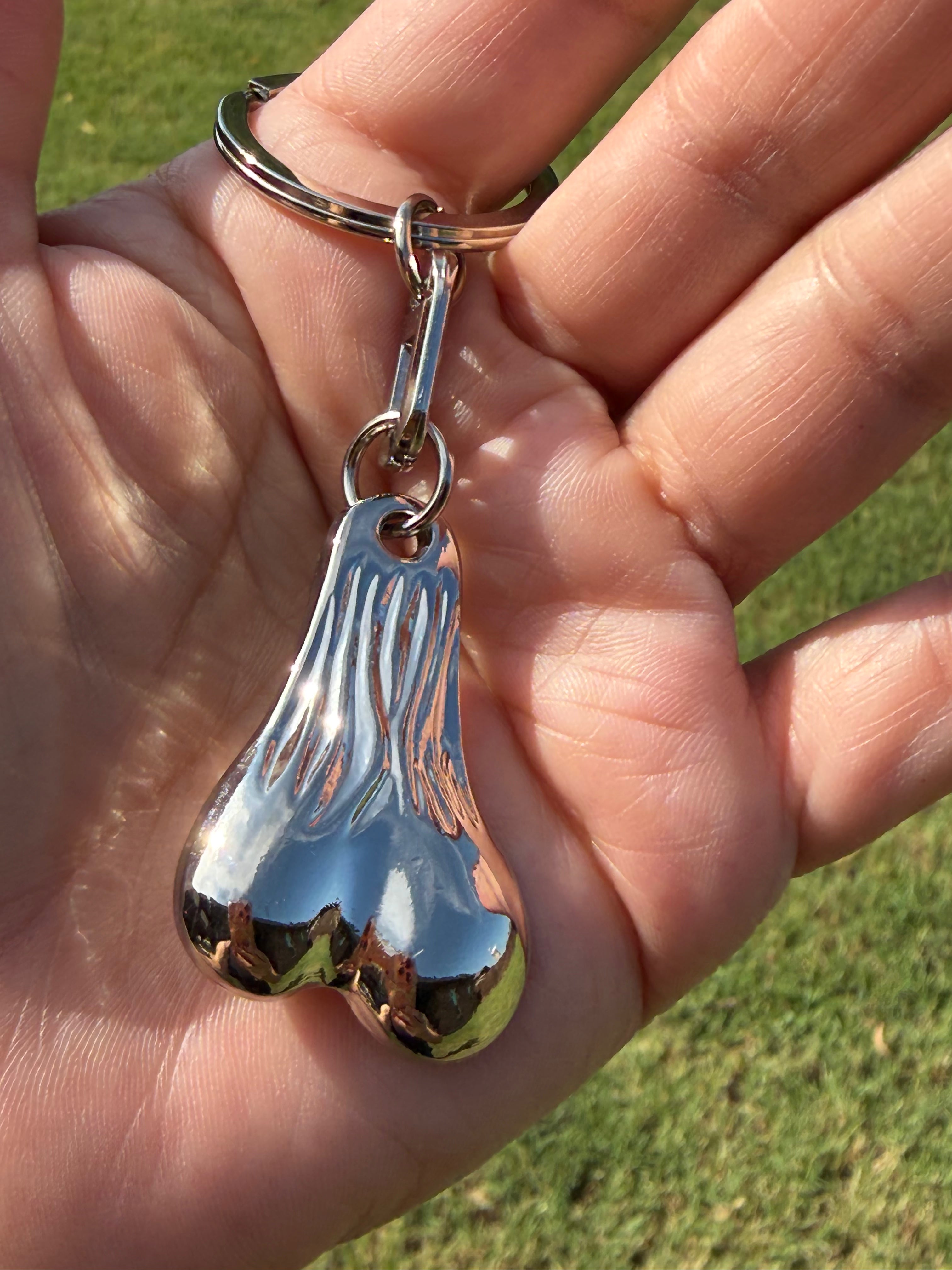 Funny Novelty Metal Keychain – Silver Lucky Charm Key Ring | Gag Gift