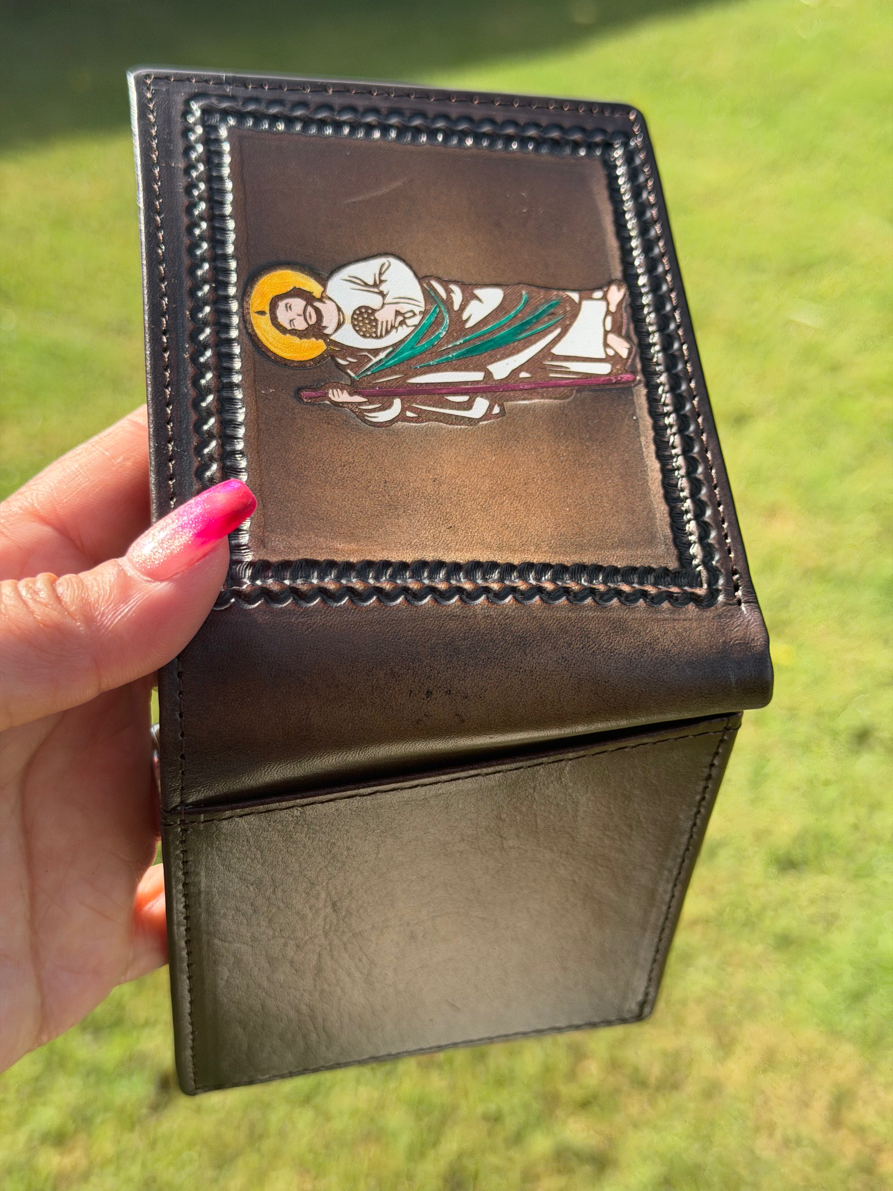 Genuine Leather St. Jude Bifold Wallet – Western Tooled Design – Men's