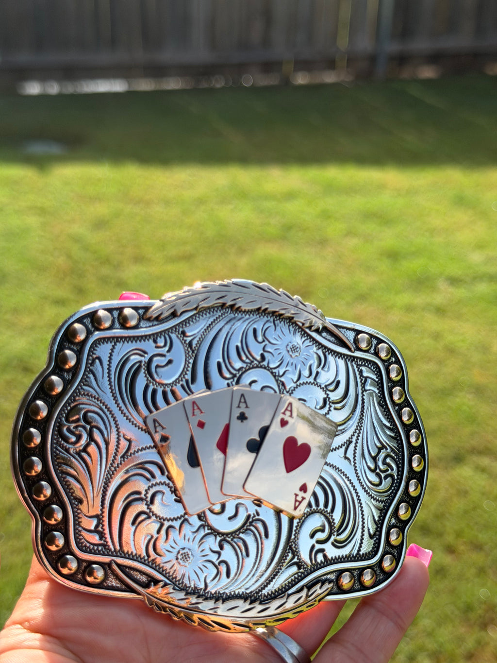 Western Belt Buckle Ace of Spades, Diamonds, Clubs, and Hearts
