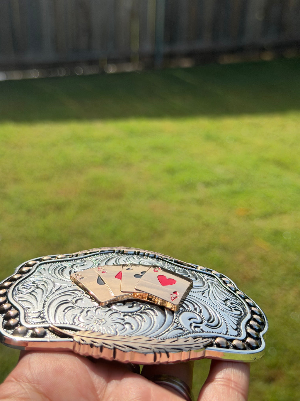 Western Belt Buckle Ace of Spades, Diamonds, Clubs, and Hearts