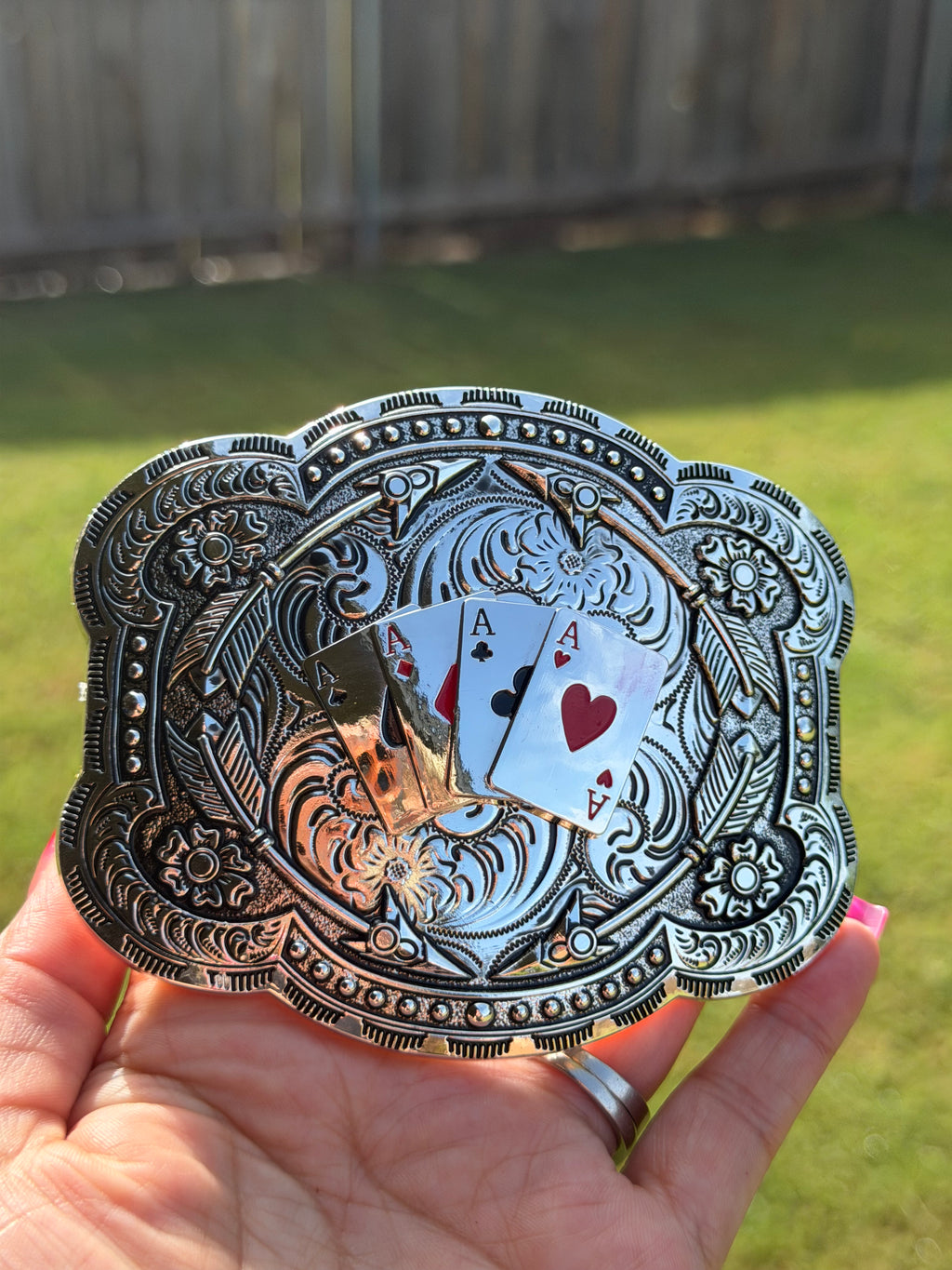 Western Belt Buckle Ace of Spades, Diamonds, Clubs, and Hearts