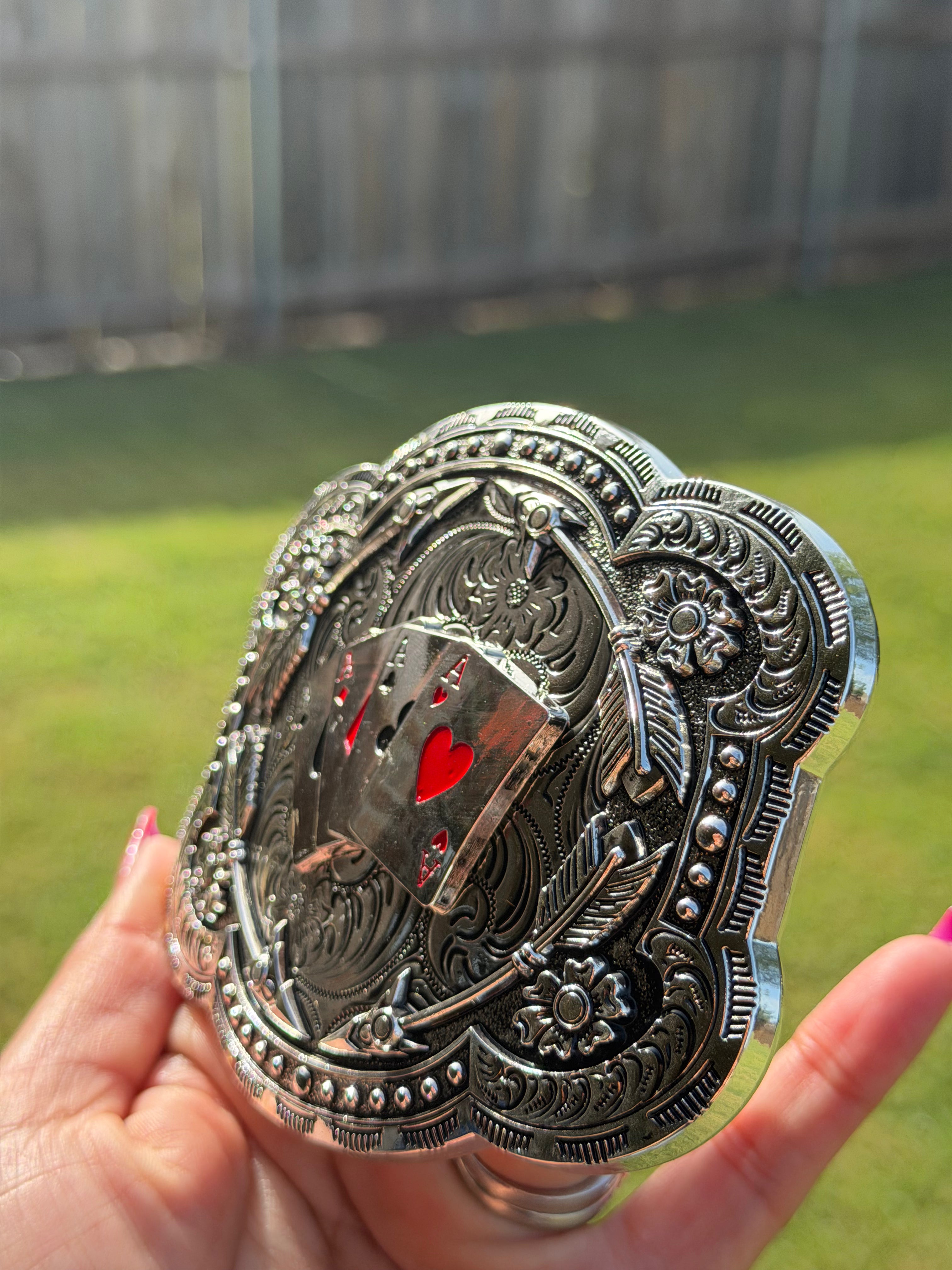 Western Belt Buckle Ace of Spades, Diamonds, Clubs, and Hearts
