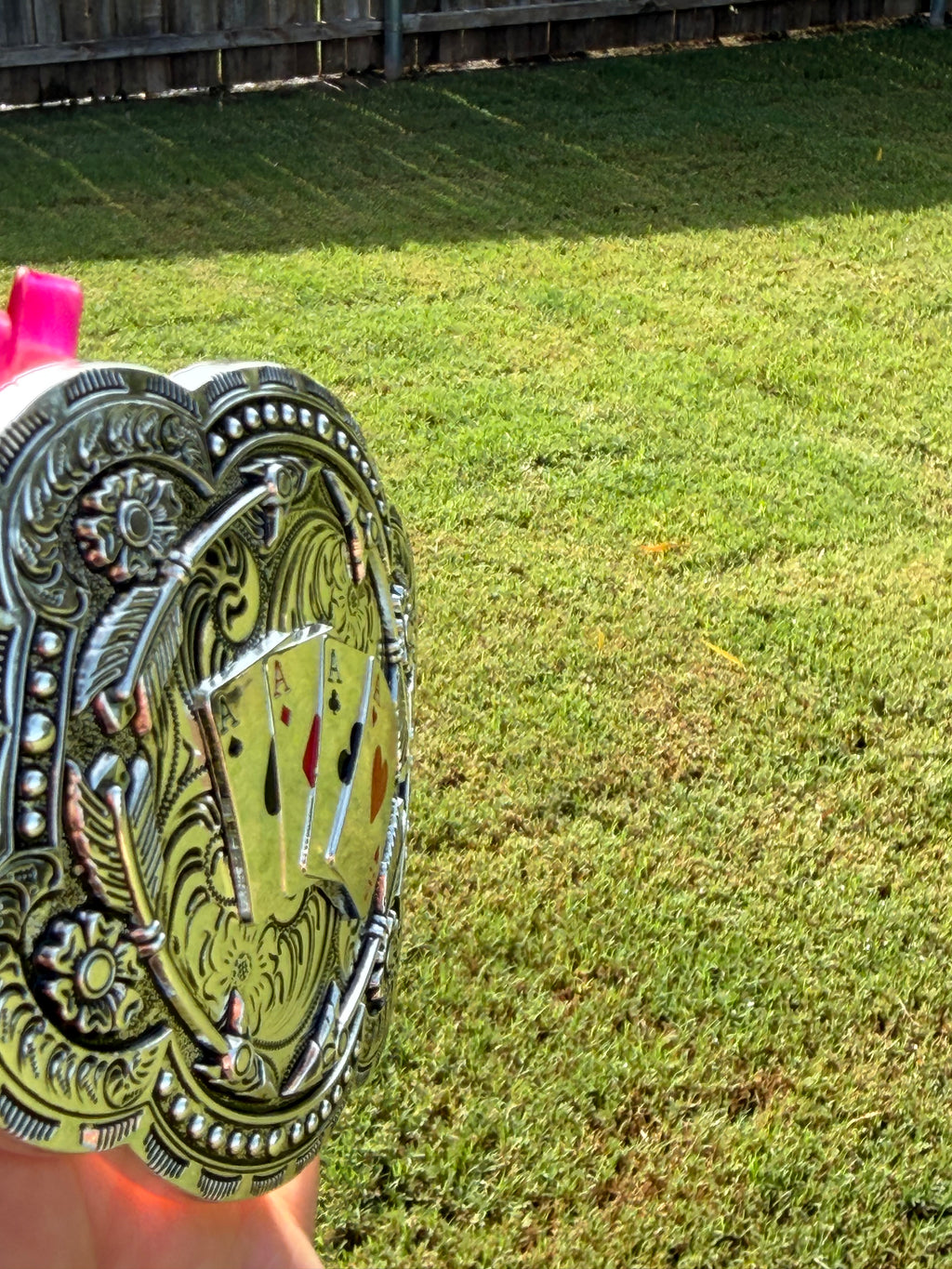 Western Belt Buckle Ace of Spades, Diamonds, Clubs, and Hearts