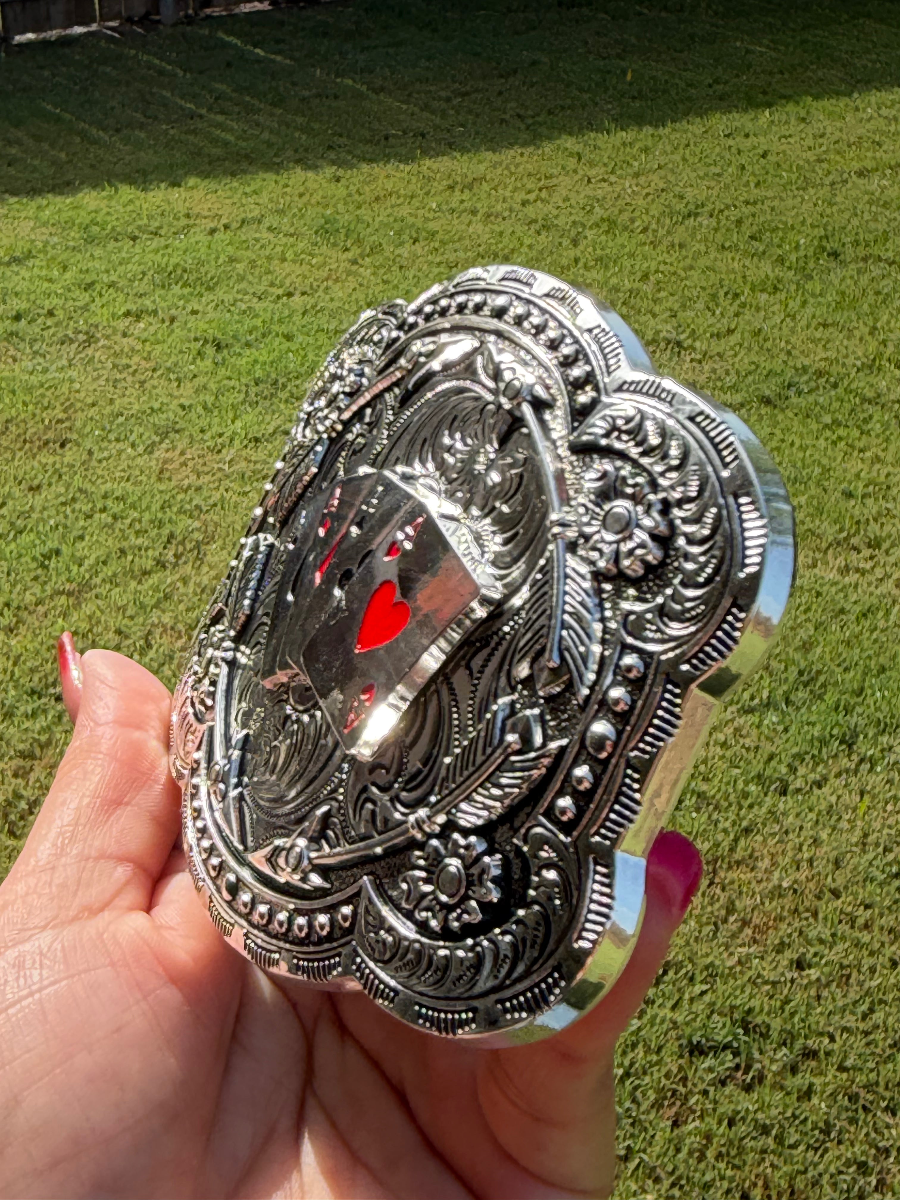 Western Belt Buckle Ace of Spades, Diamonds, Clubs, and Hearts