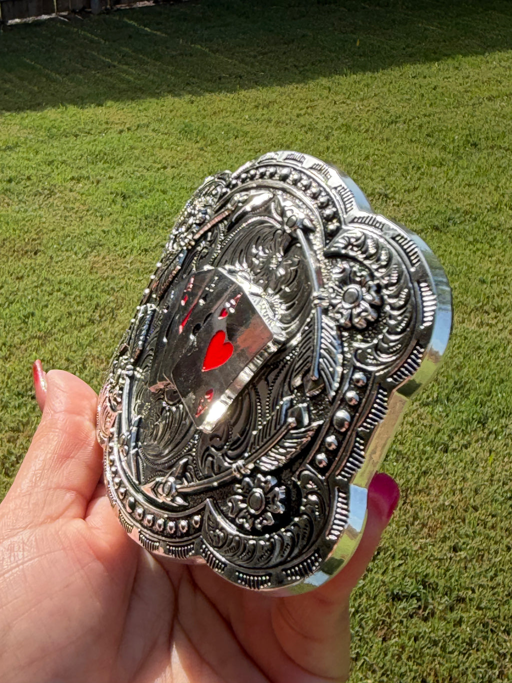 Poker Silver Belt Buckle