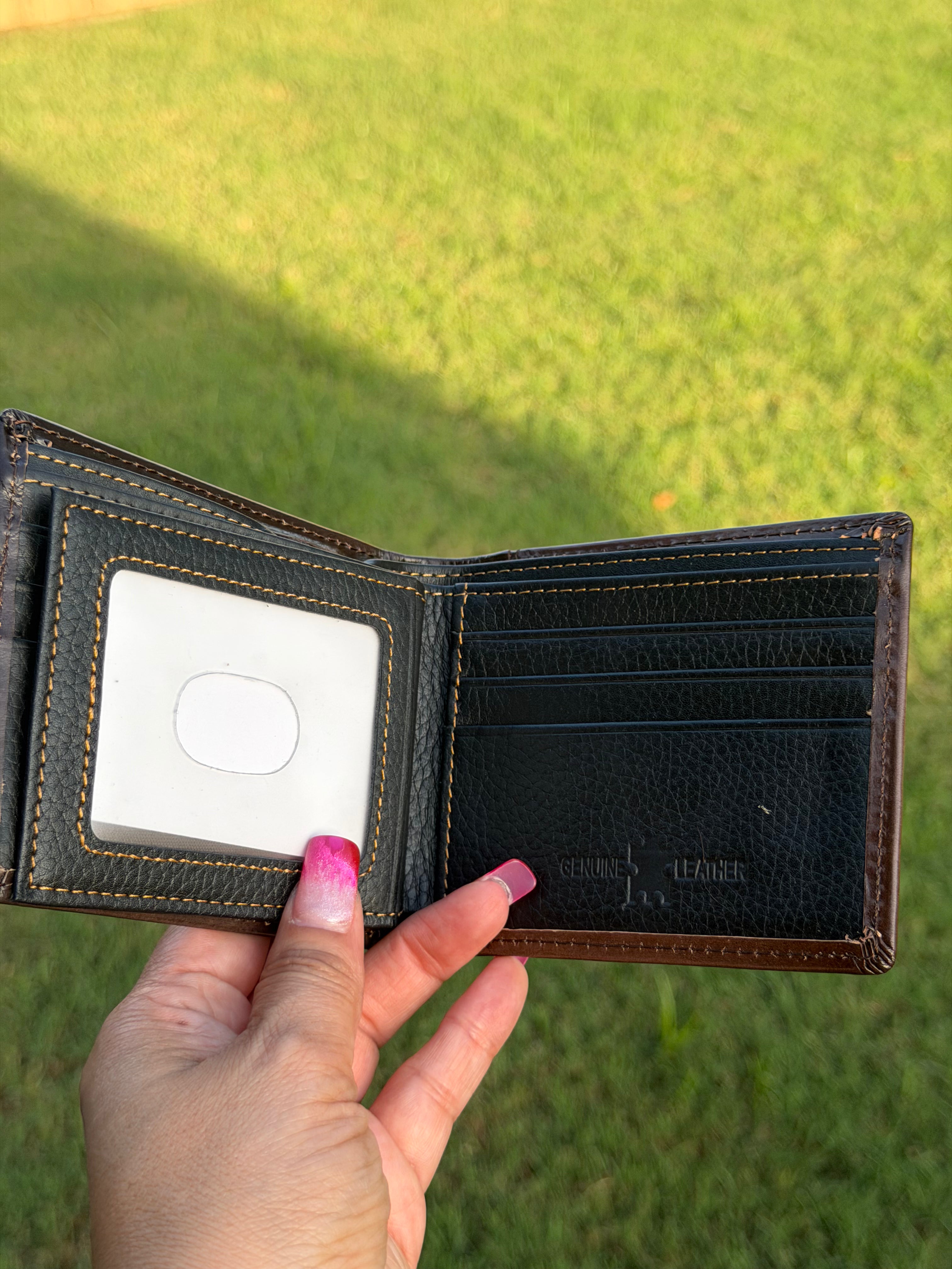 Genuine Leather Rooster Bifold Wallet – Western Cowboy Men's Wallet