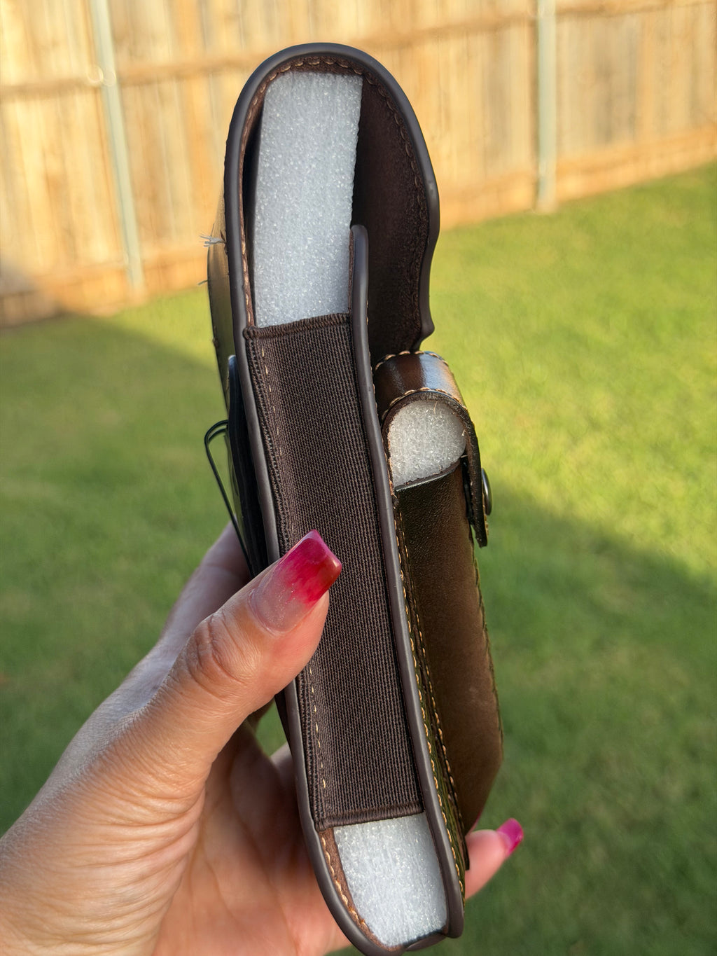 Leather Cell Phone Holster with Knife Sheath – Western Rooster Tooled Belt Pouch for Men