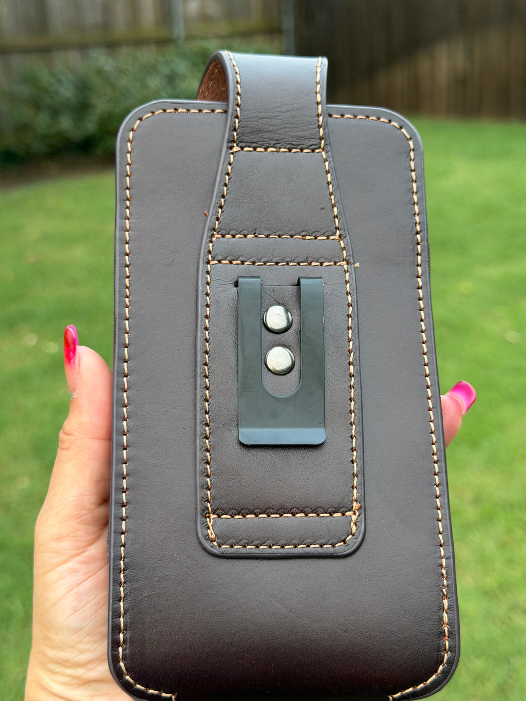 Western Tooled Leather Cell Phone Holster Belt Pouch with Magnetic Flap & Knife Holder – Brown