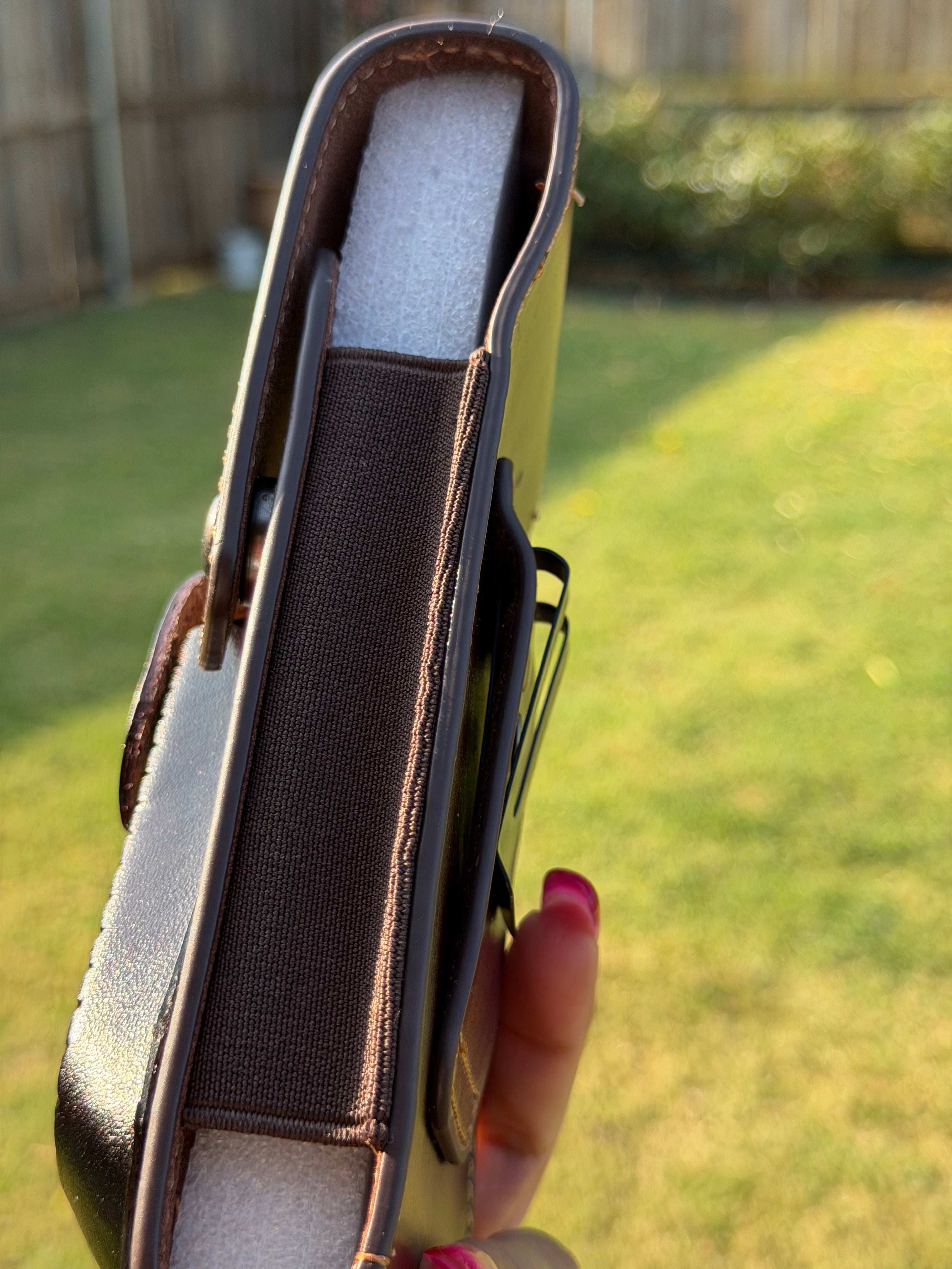 Western Leather Cell Phone Holster with Knife Pocket
