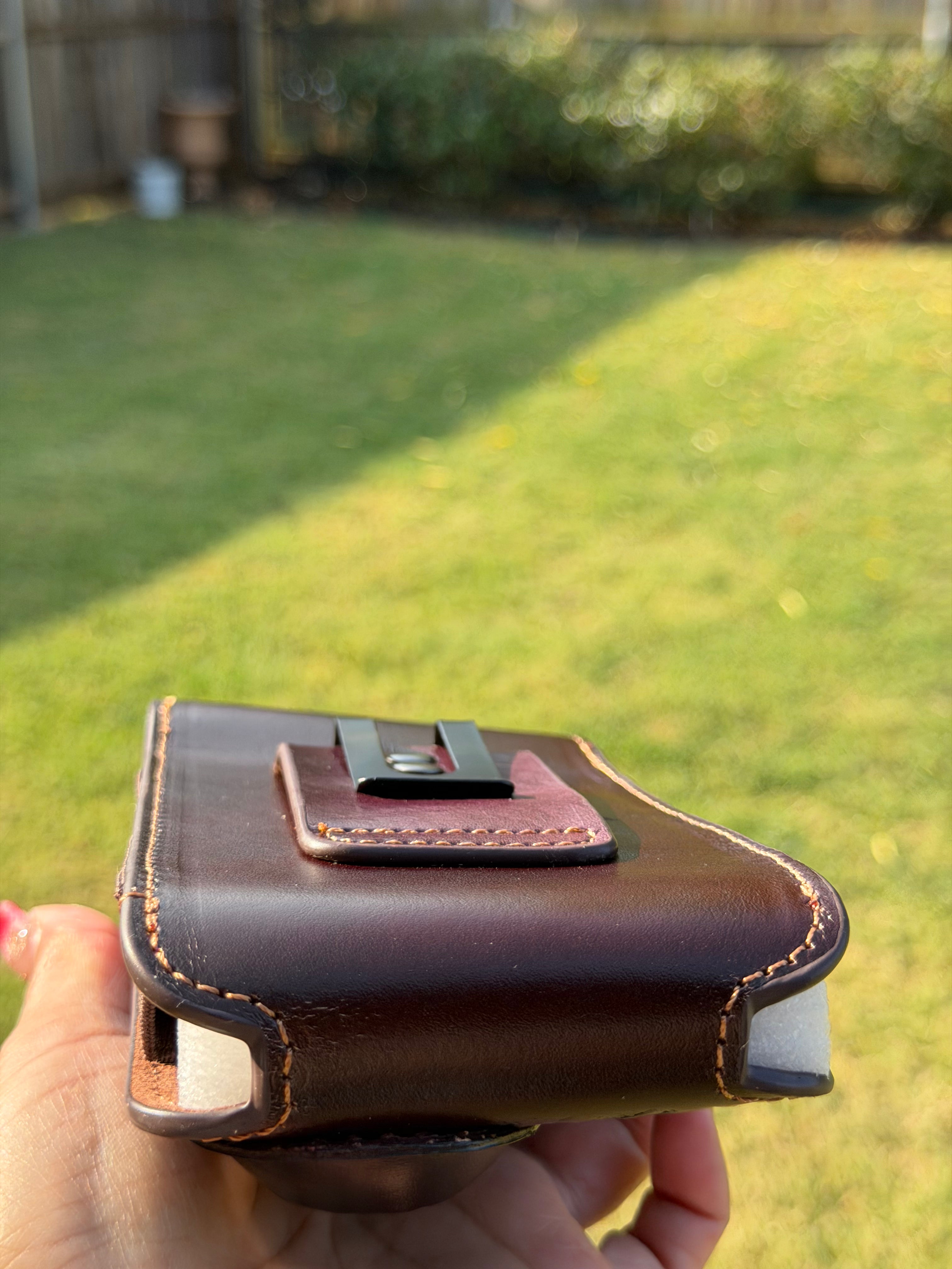 Western Leather Cell Phone Holster with Knife Pocket