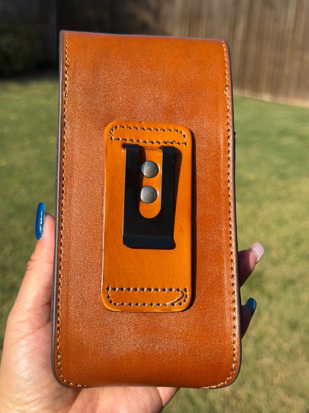 Leather Cell Phone Holster with Rooster Design