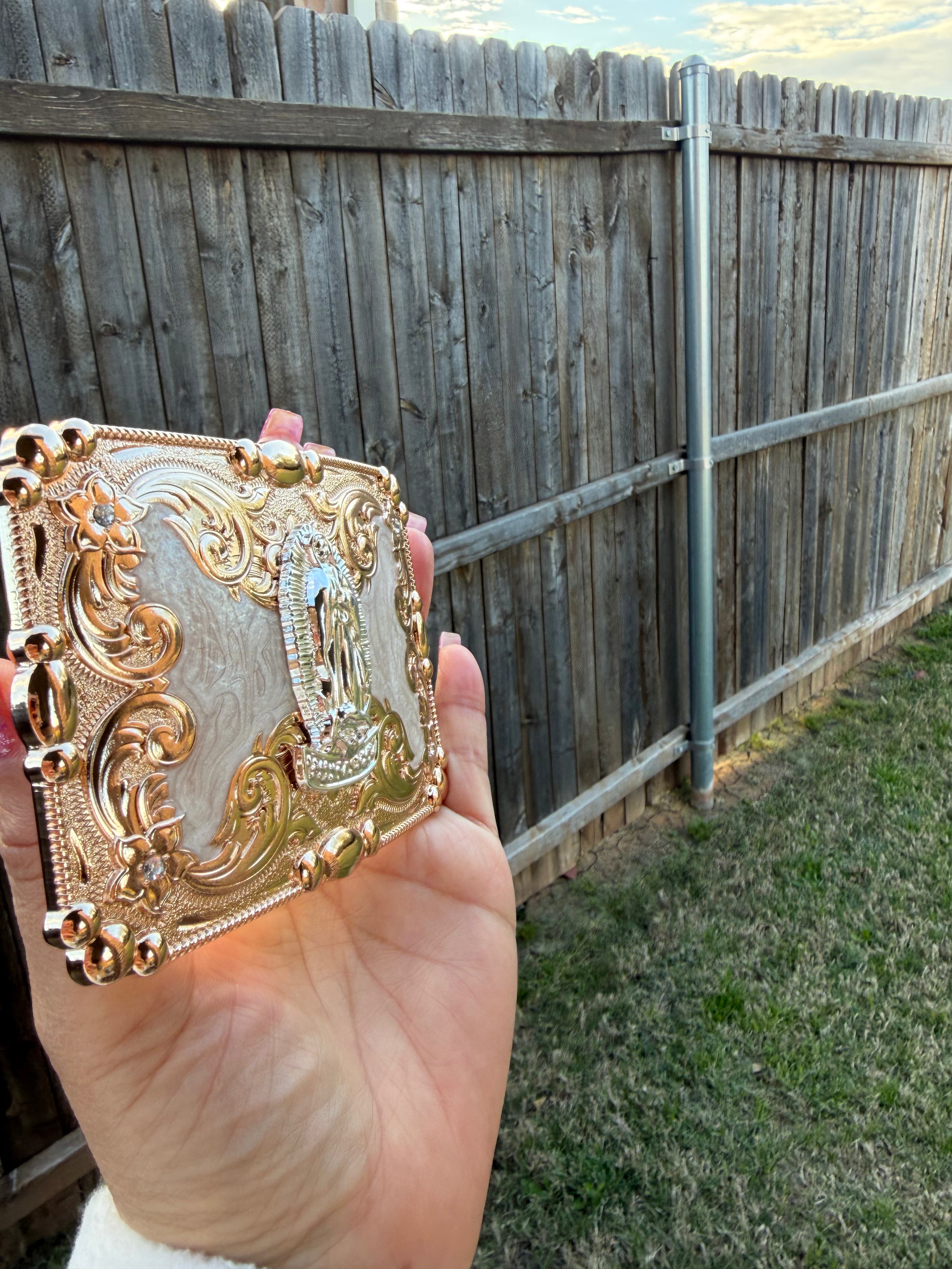 Western Style Virgin of Guadalupe Belt Buckle