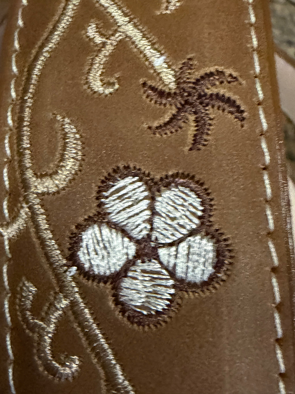 Western Belt For Women Brown with Flowers