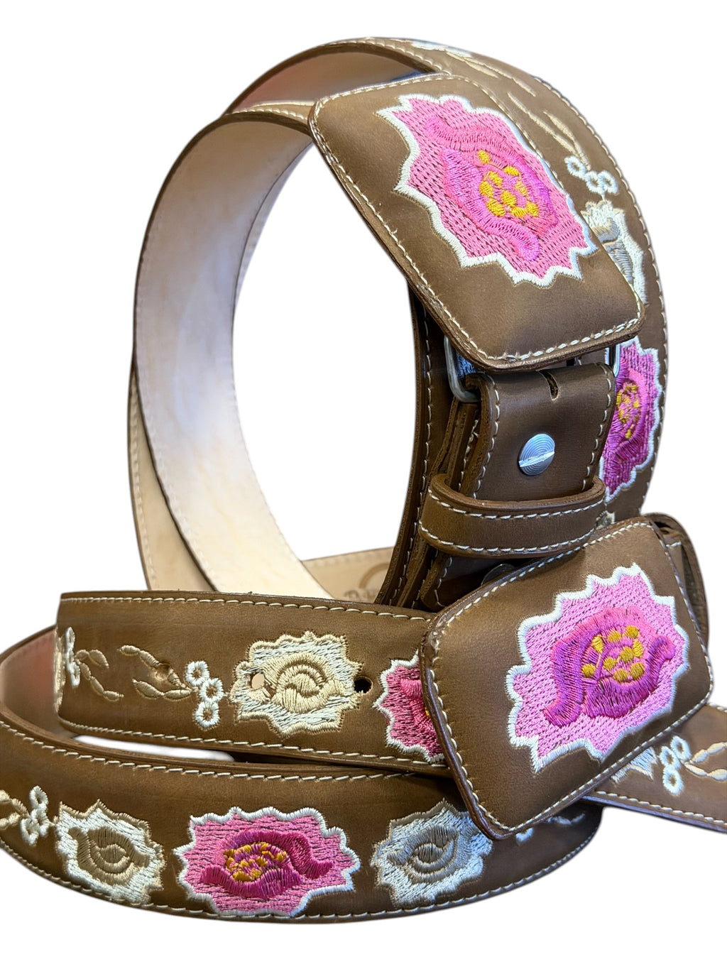 Western Belt with Pink Flowers For Women