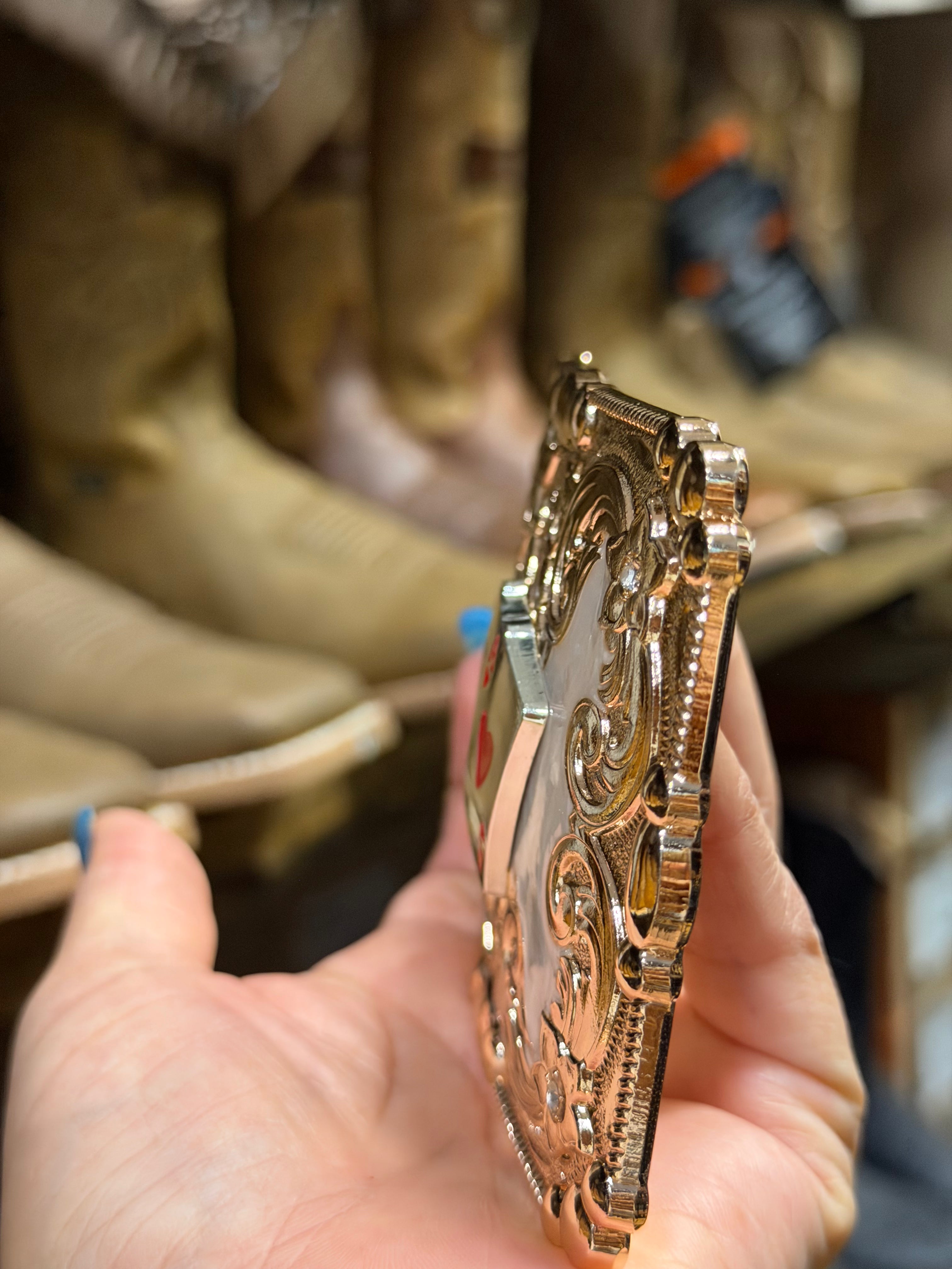 Western Gold Playing Cards Belt Buckle | Casino Cowboy Rodeo Style