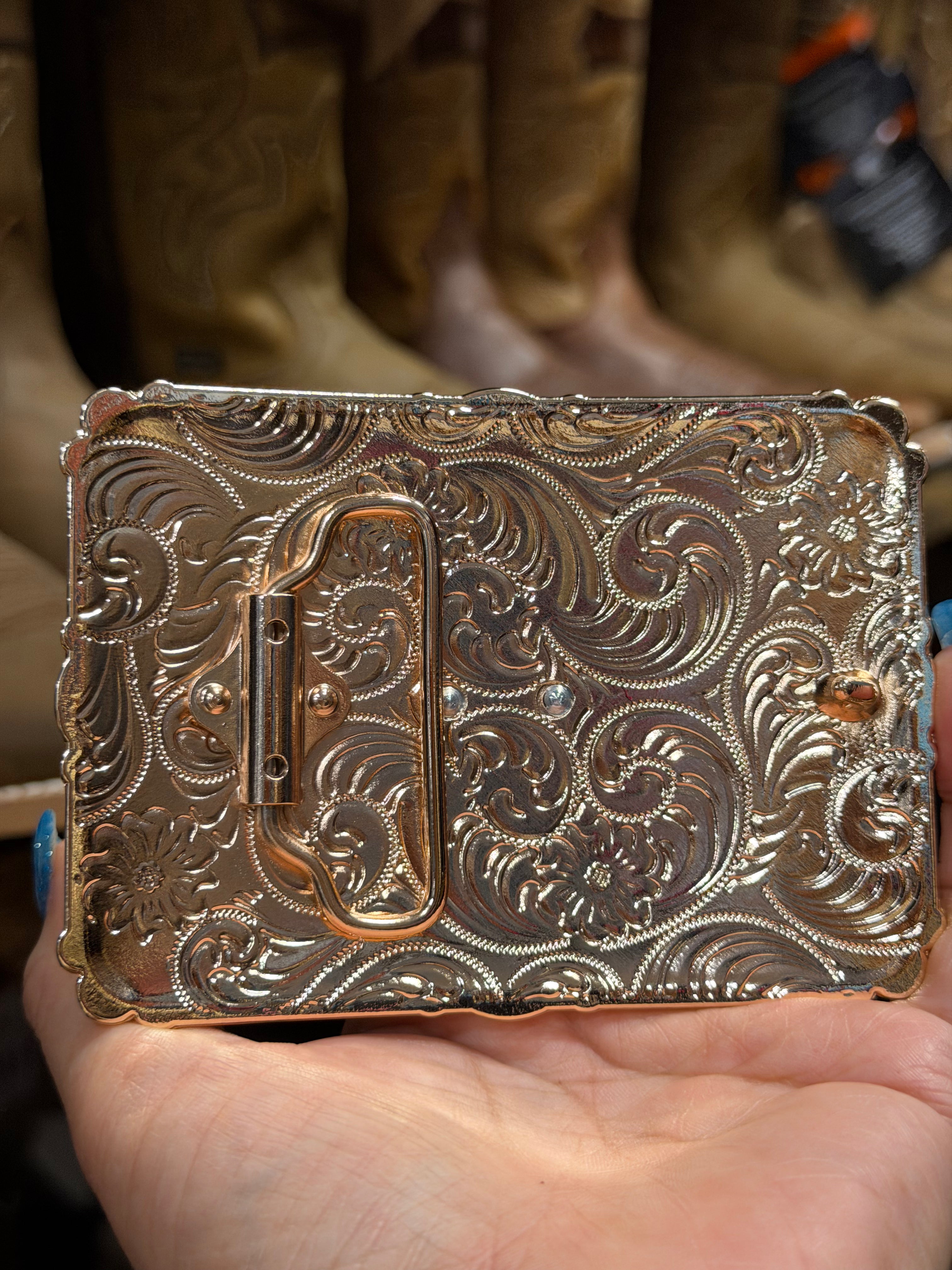 Western Gold Playing Cards Belt Buckle | Casino Cowboy Rodeo Style