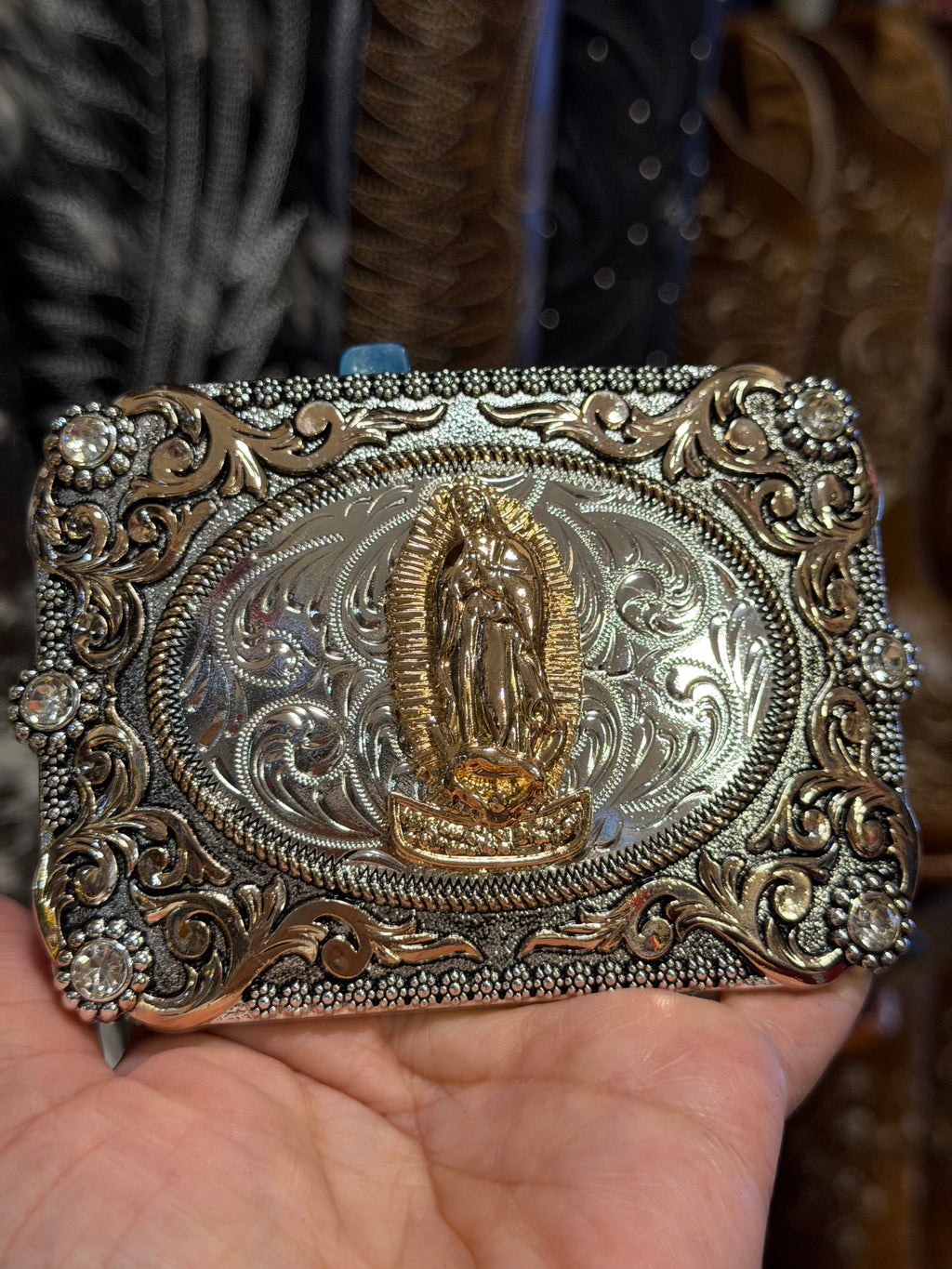 Virgin Mary Western Belt Buckle