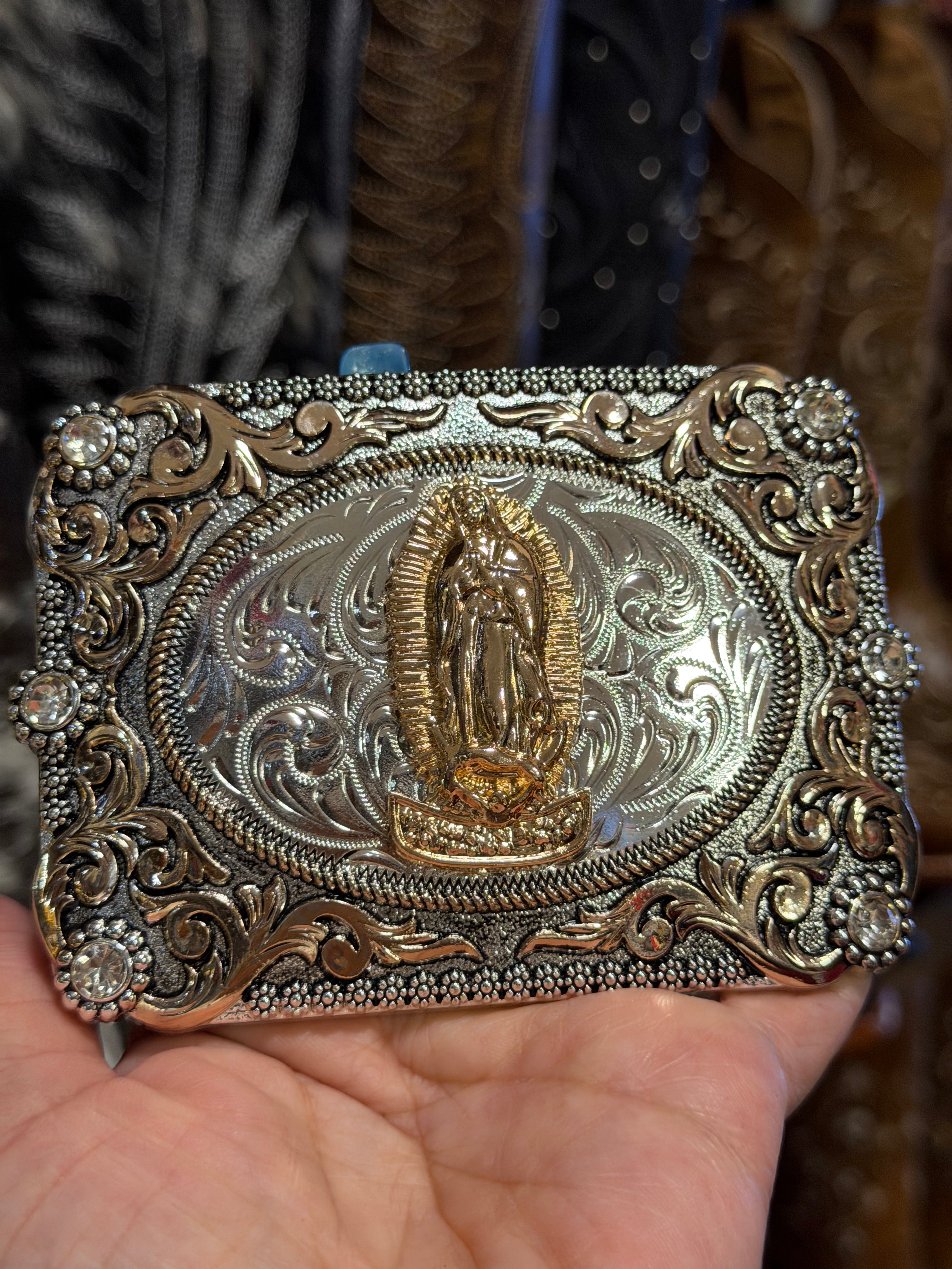 Virgin Mary Western Belt Buckle