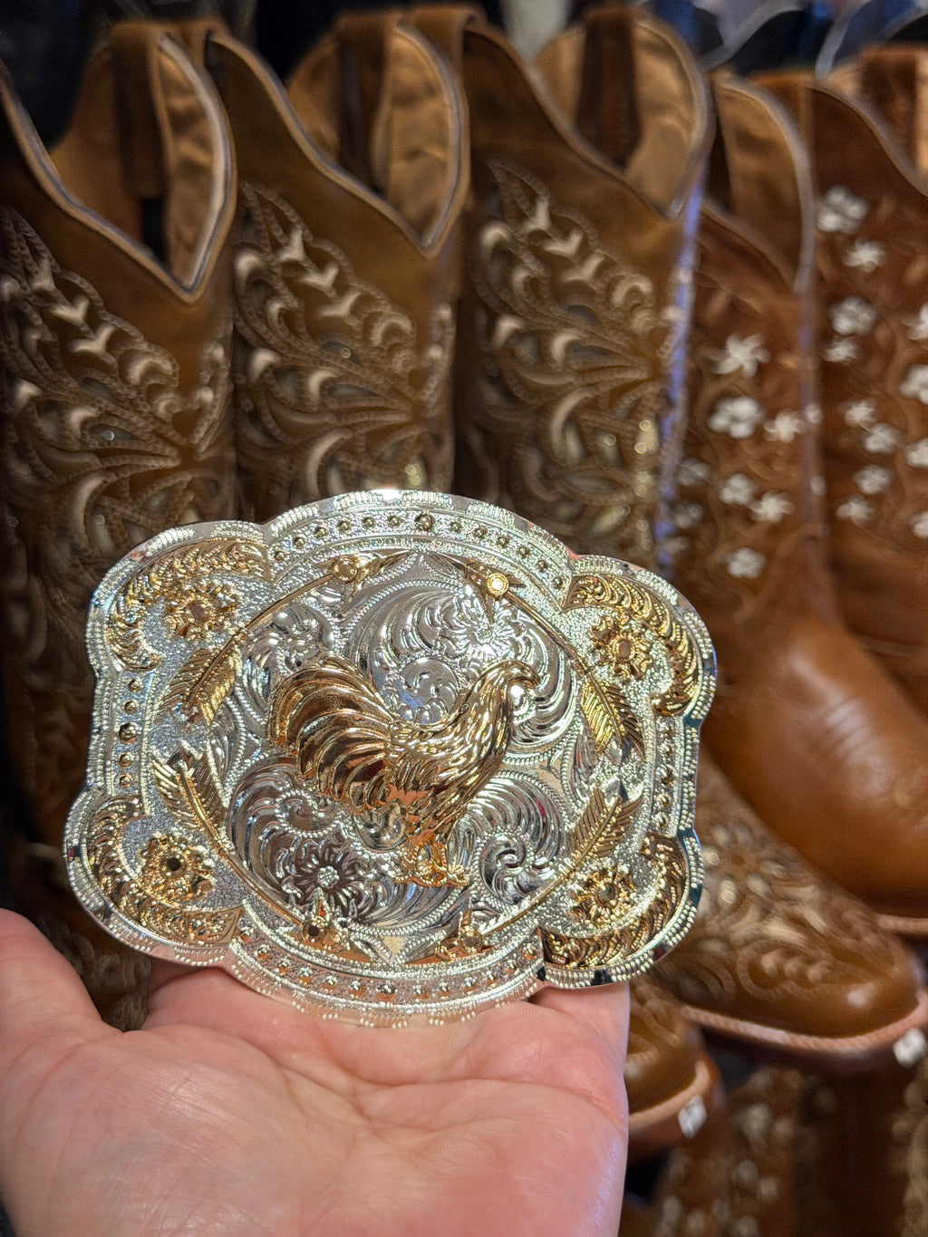 Vintage Western Rooster Belt Buckle for Men &amp; Women | Silver Gold Cowboy Rodeo Buckle