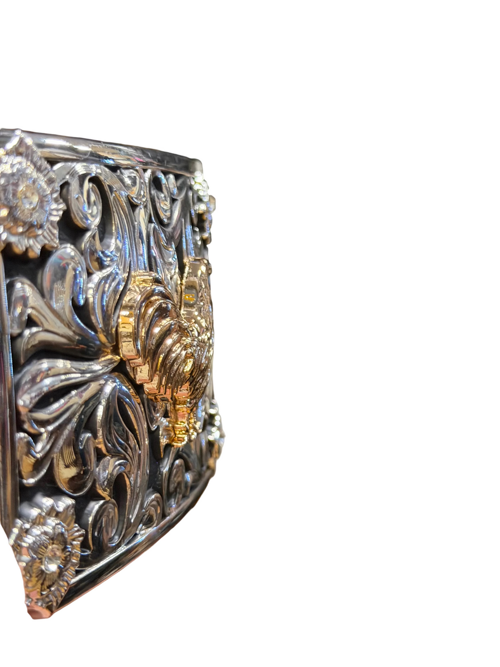 Western Rooster Engraved Belt Buckle for Men & Women – Silver Tone with Gold Rooster Accent